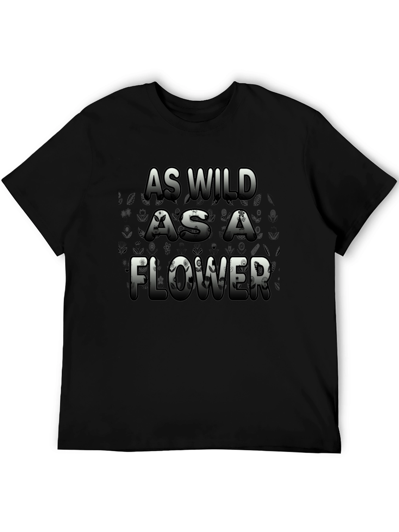 Wild Flower Graphic Print Mens Black T-Shirt