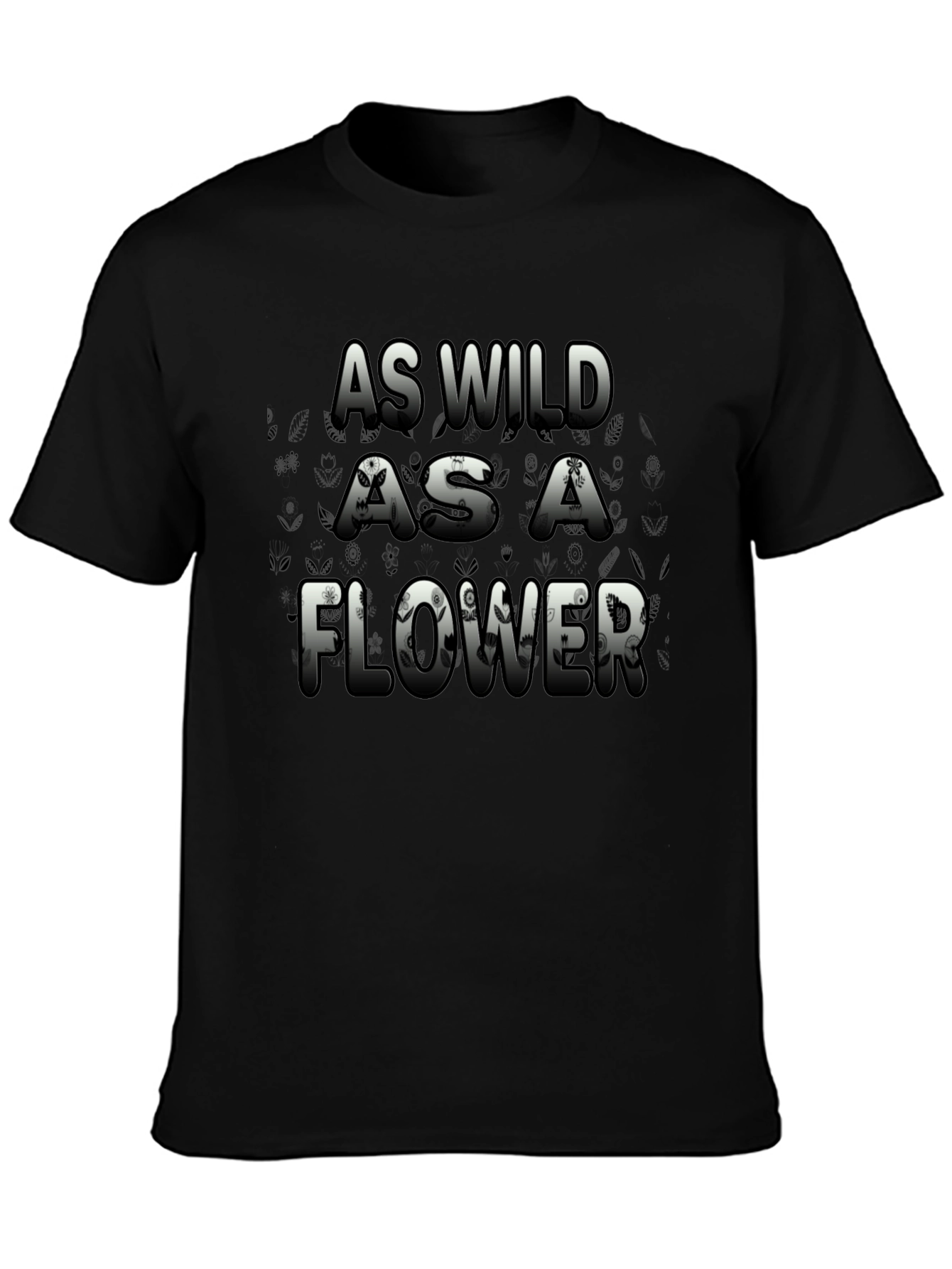 Wild Flower Graphic Print Mens Black T-Shirt