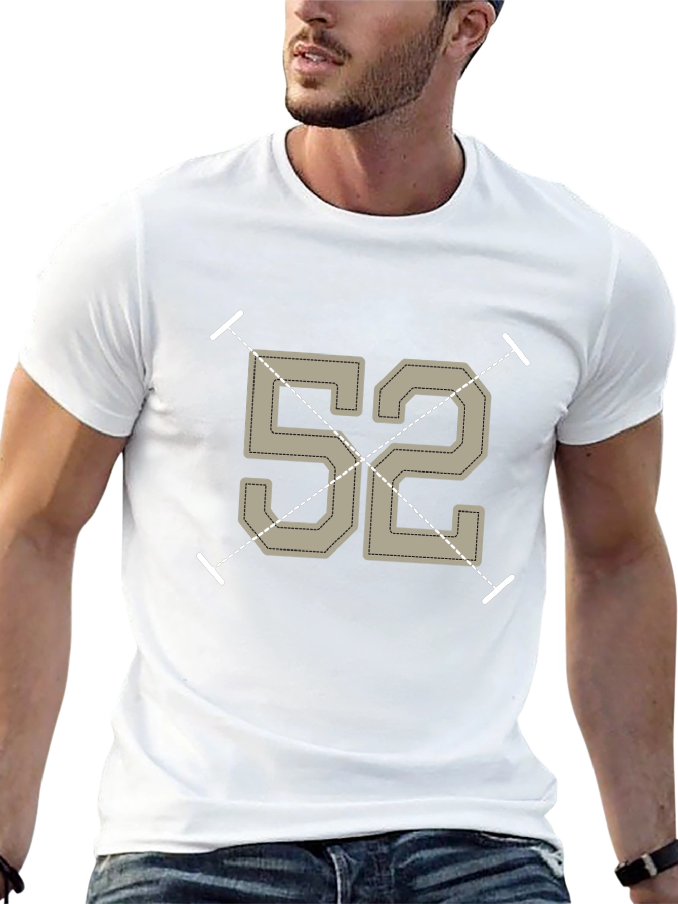Retro Number 52 Graphic Tee - Black Cotton T-Shirt
