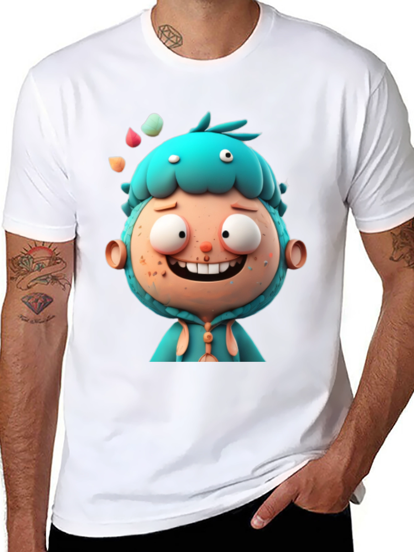 Cartoon Character Graphic Tee - Unisex Black T-Shirt