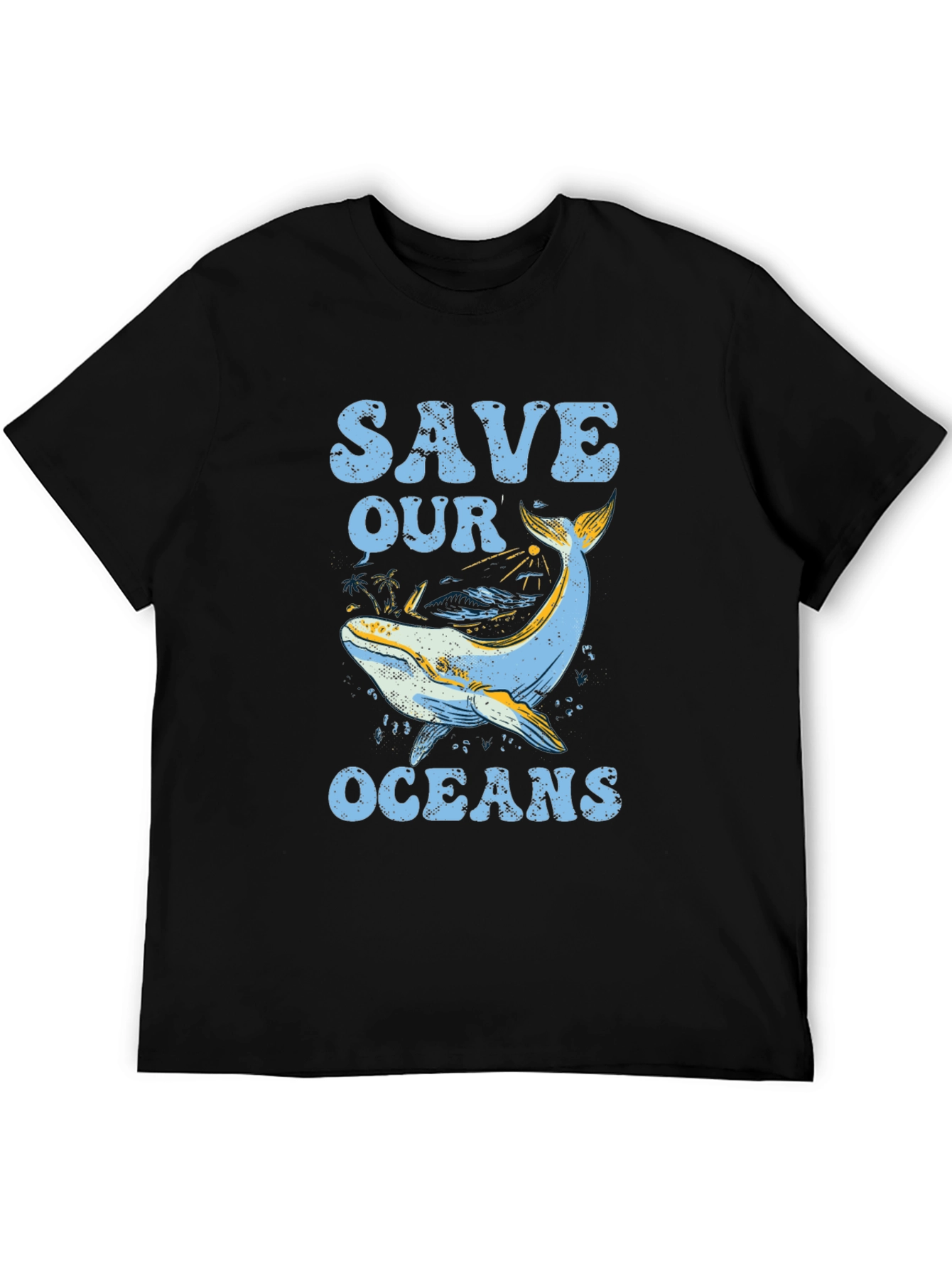 Save Our Oceans Graphic Tee - Black Cotton T-Shirt