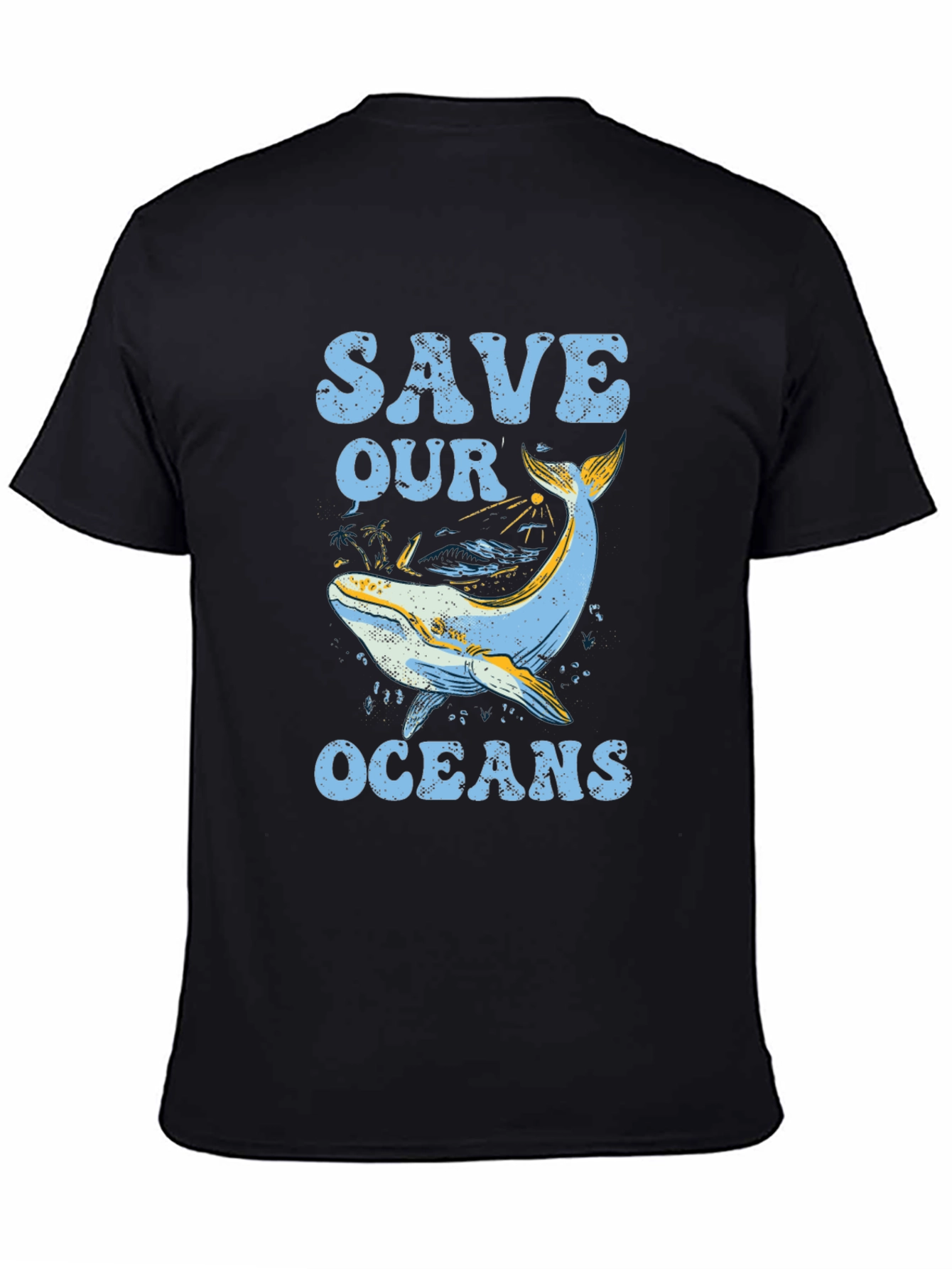 Save Our Oceans Graphic Tee - Black Cotton T-Shirt