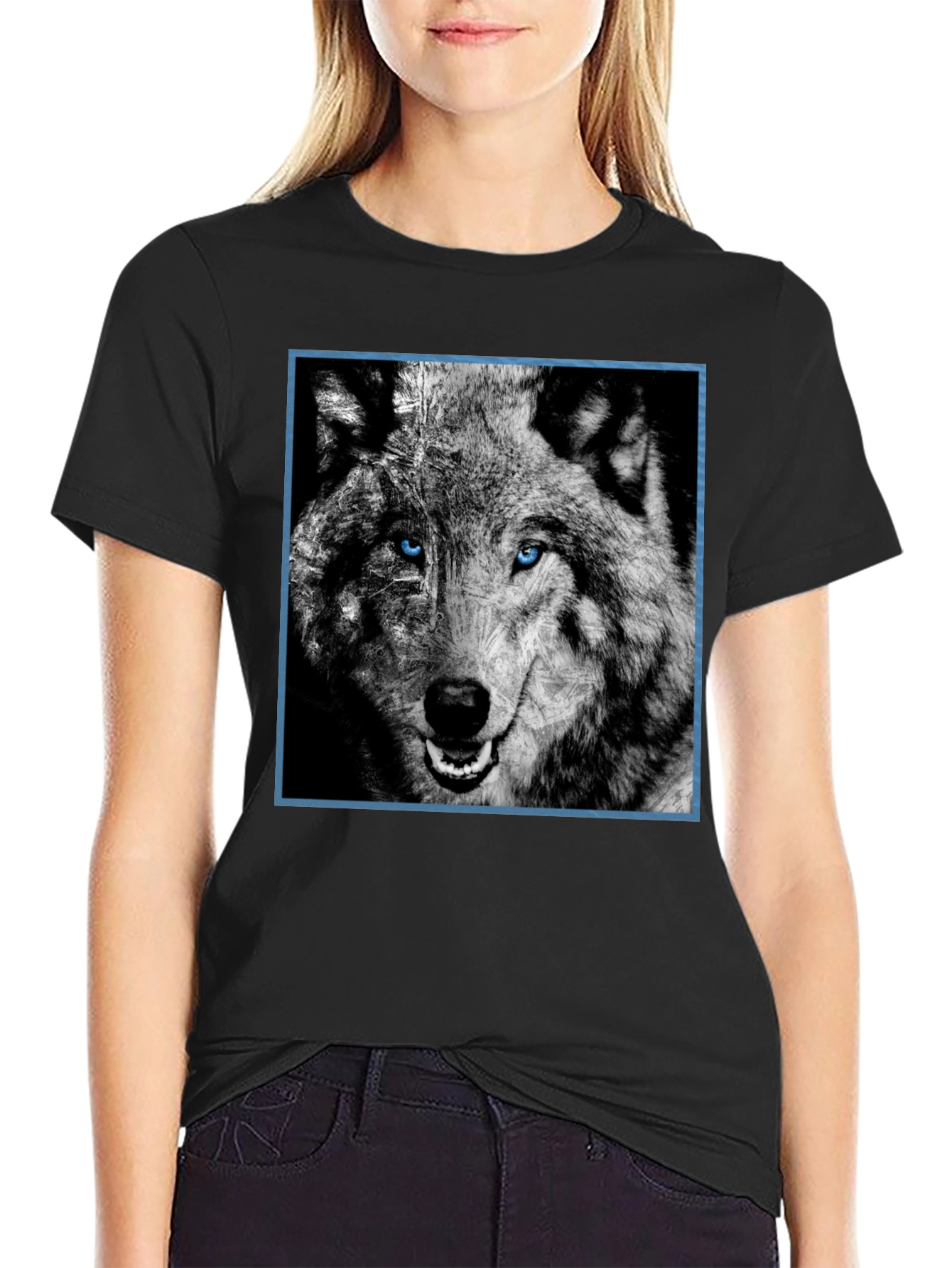 Wolf Graphic Tee - Blue Eyed Wolf Design