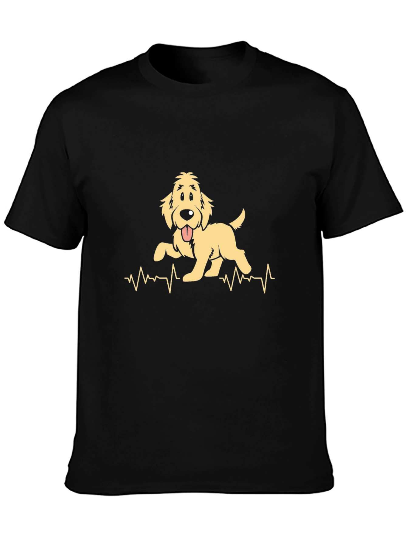 Golden Retriever Heartbeat Mens Black T-Shirt