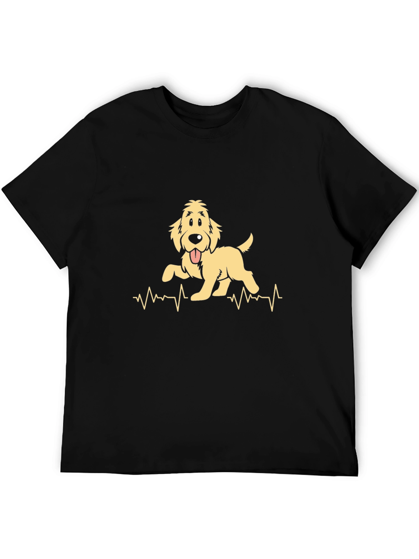 Golden Retriever Heartbeat Mens Black T-Shirt