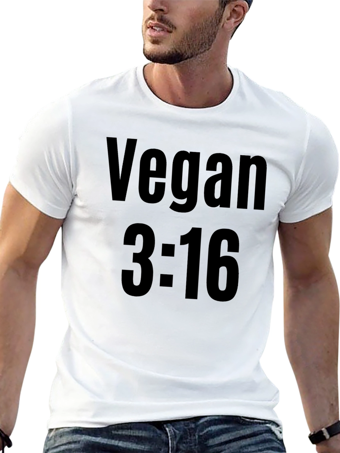 Vegan 3:16 Graphic T-Shirt - Black