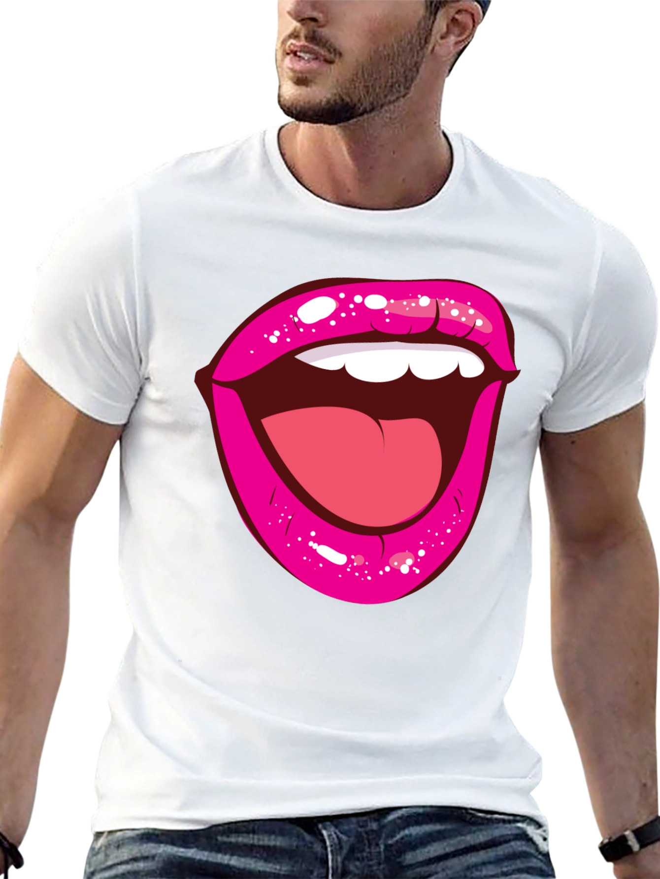 Bold Lips Graphic Tee - Trendy Black Cotton Shirt