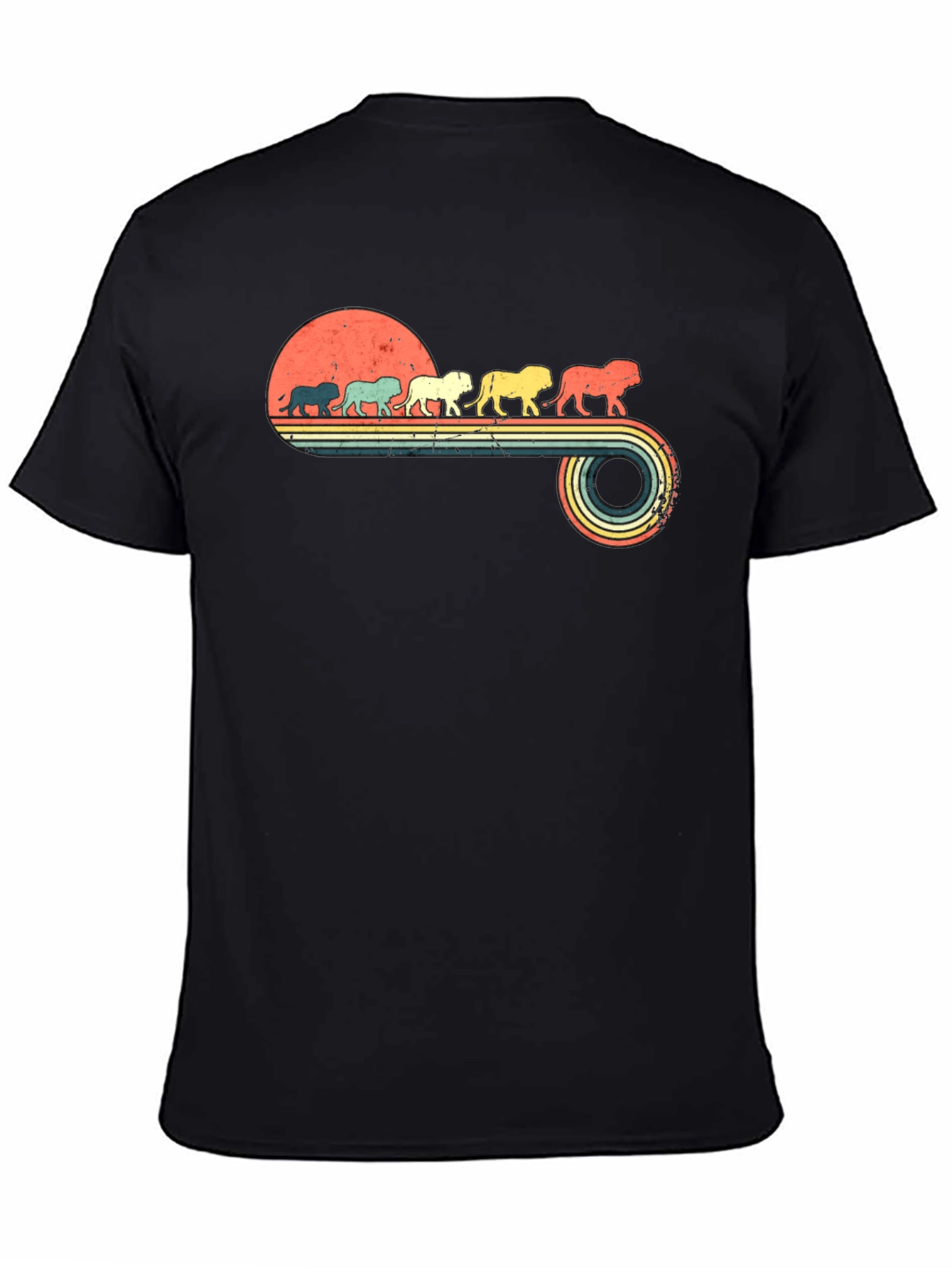 Retro Lion Parade Black Graphic Tee