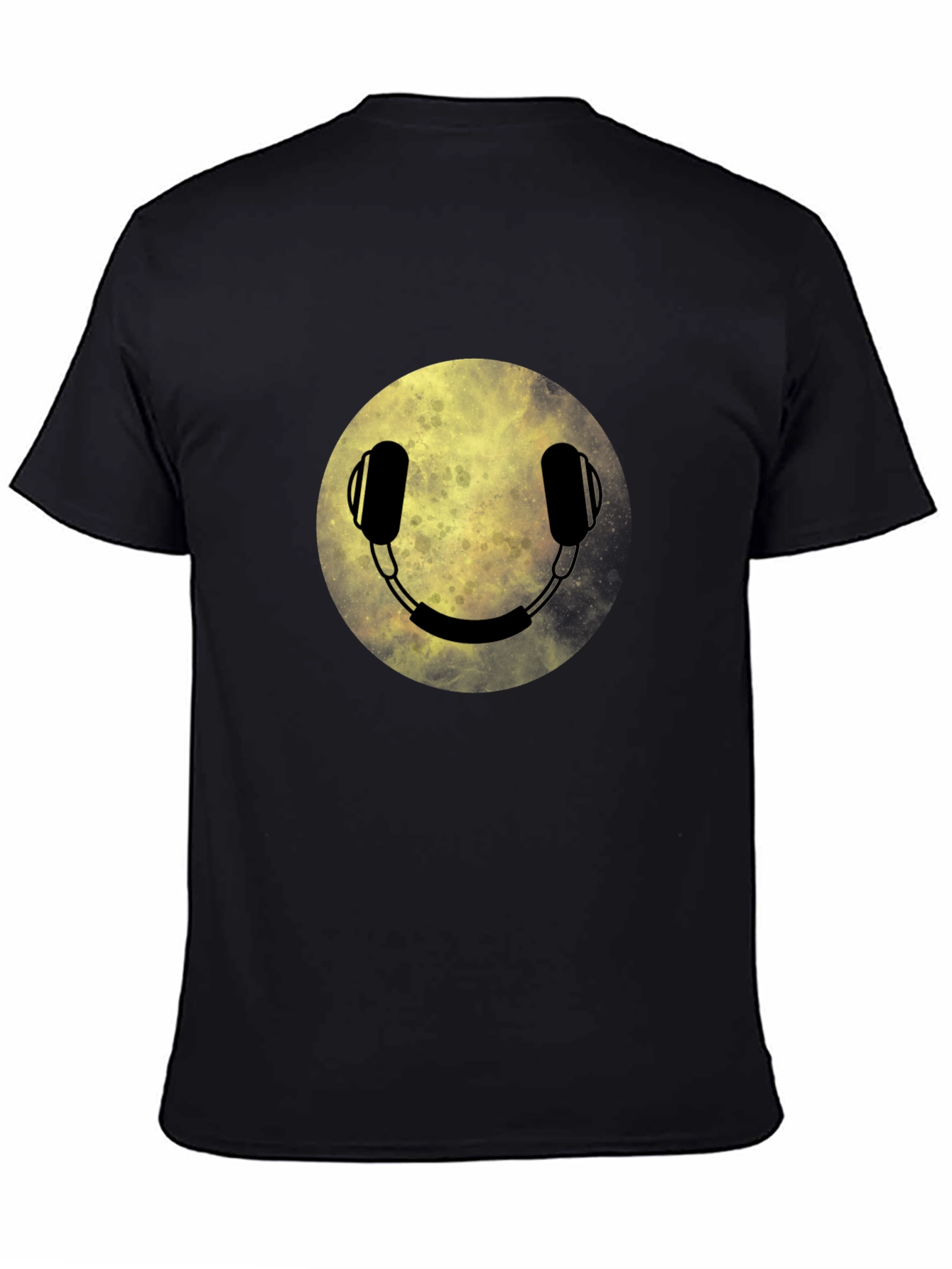 Headphone Smiley Face Graphic Tee - Black