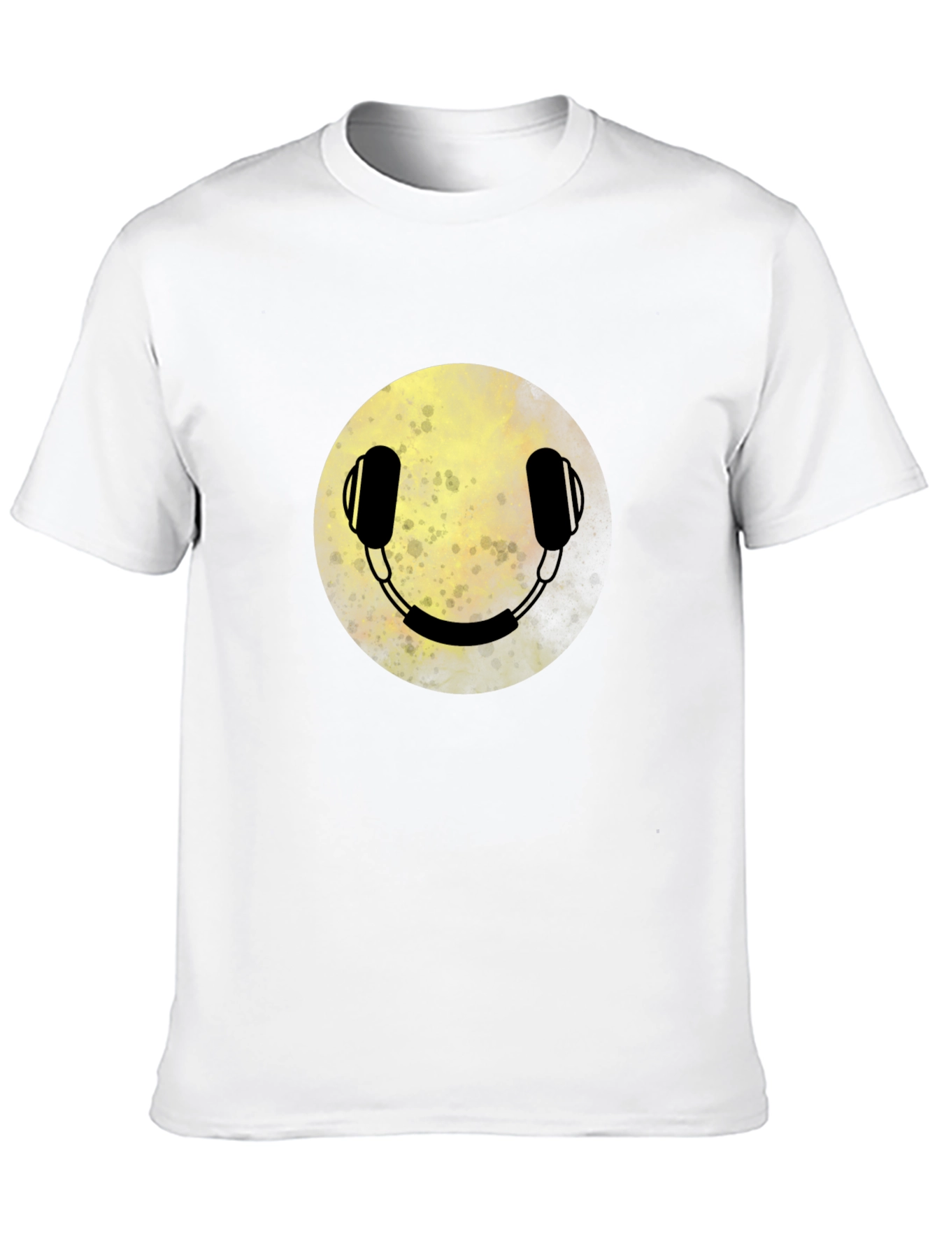 Headphone Smiley Face Graphic Tee - Black