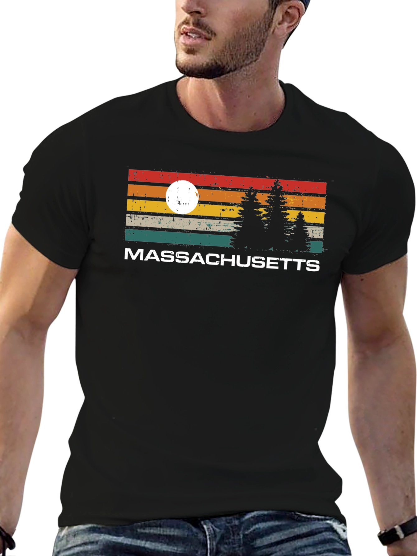 Massachusetts Retro Sunset T-Shirt