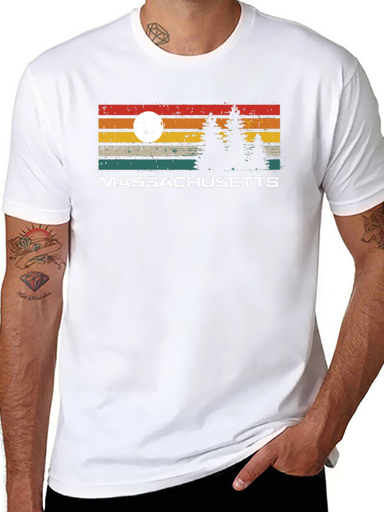 Massachusetts Retro Sunset T-Shirt