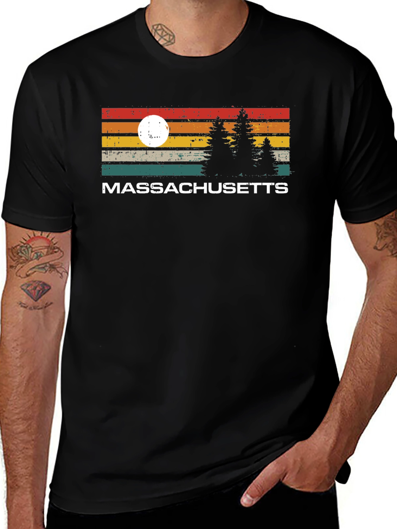 Massachusetts Retro Sunset T-Shirt