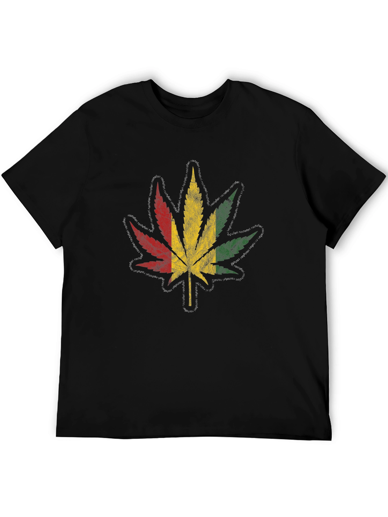 Rasta Leaf Graphic Tee - Black Cotton T-Shirt