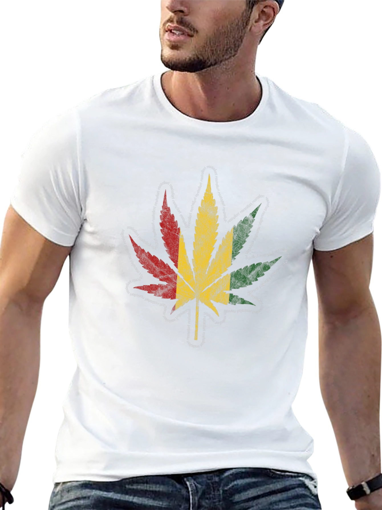 Rasta Leaf Graphic Tee - Black Cotton T-Shirt