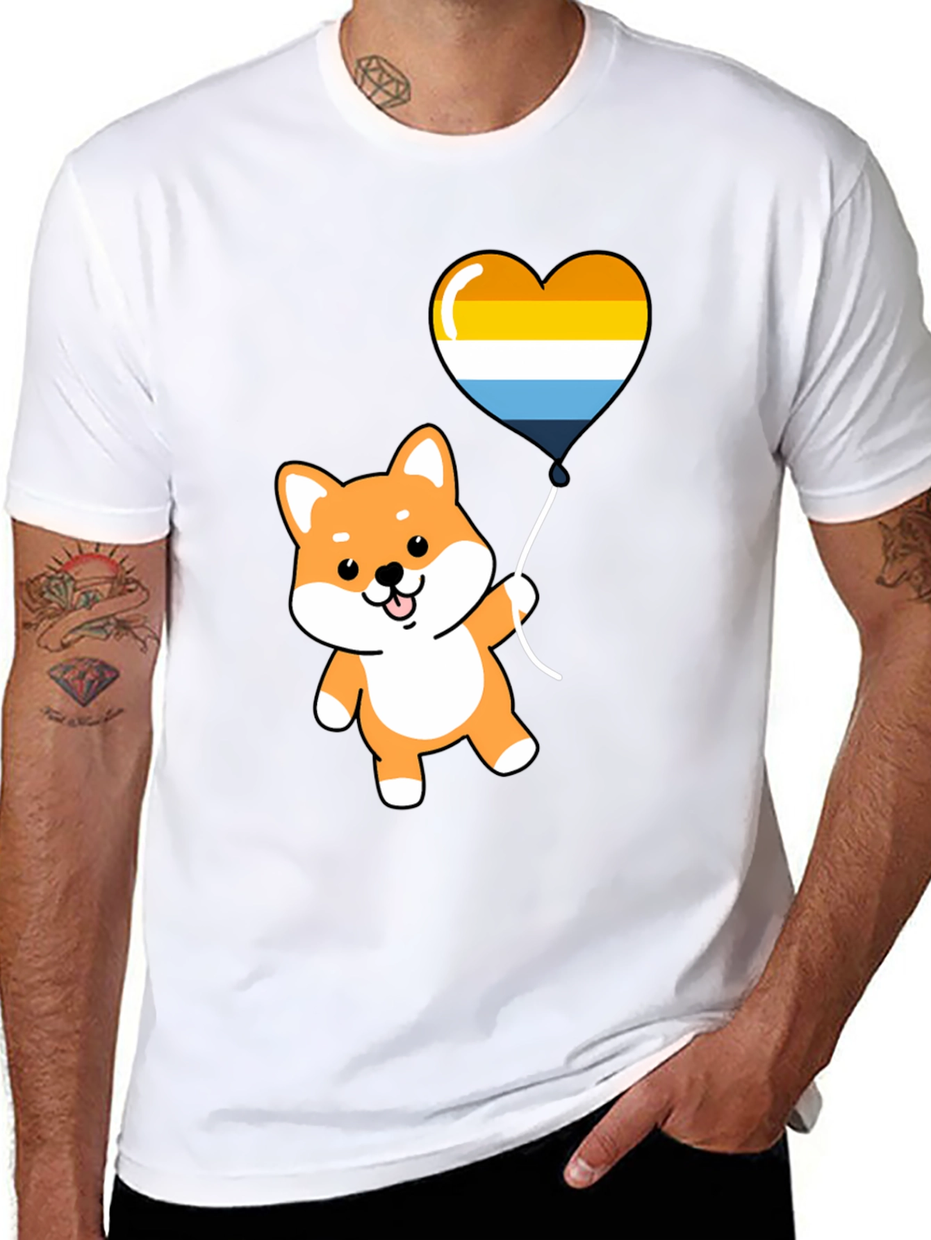 Cute Shiba Inu Heart Balloon Graphic Tee