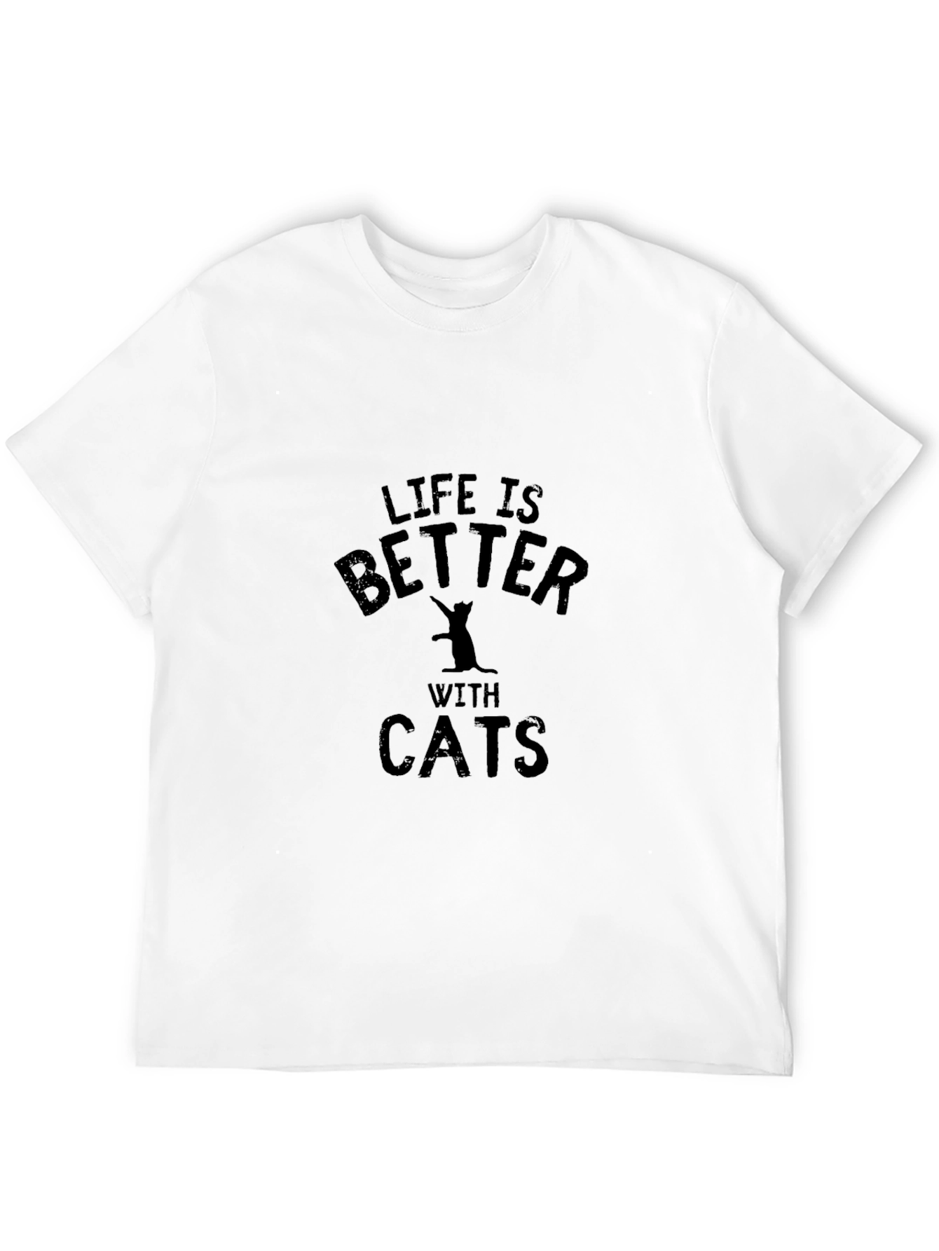 Life is Better with Cats Black T-Shirt