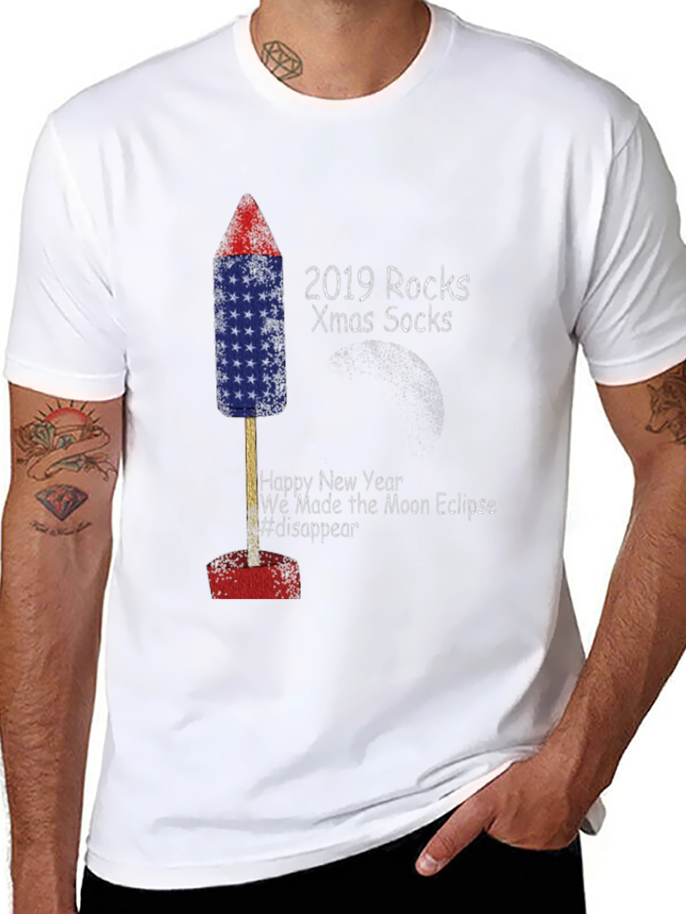 Festive Holiday T-Shirt with Novelty Firework Design