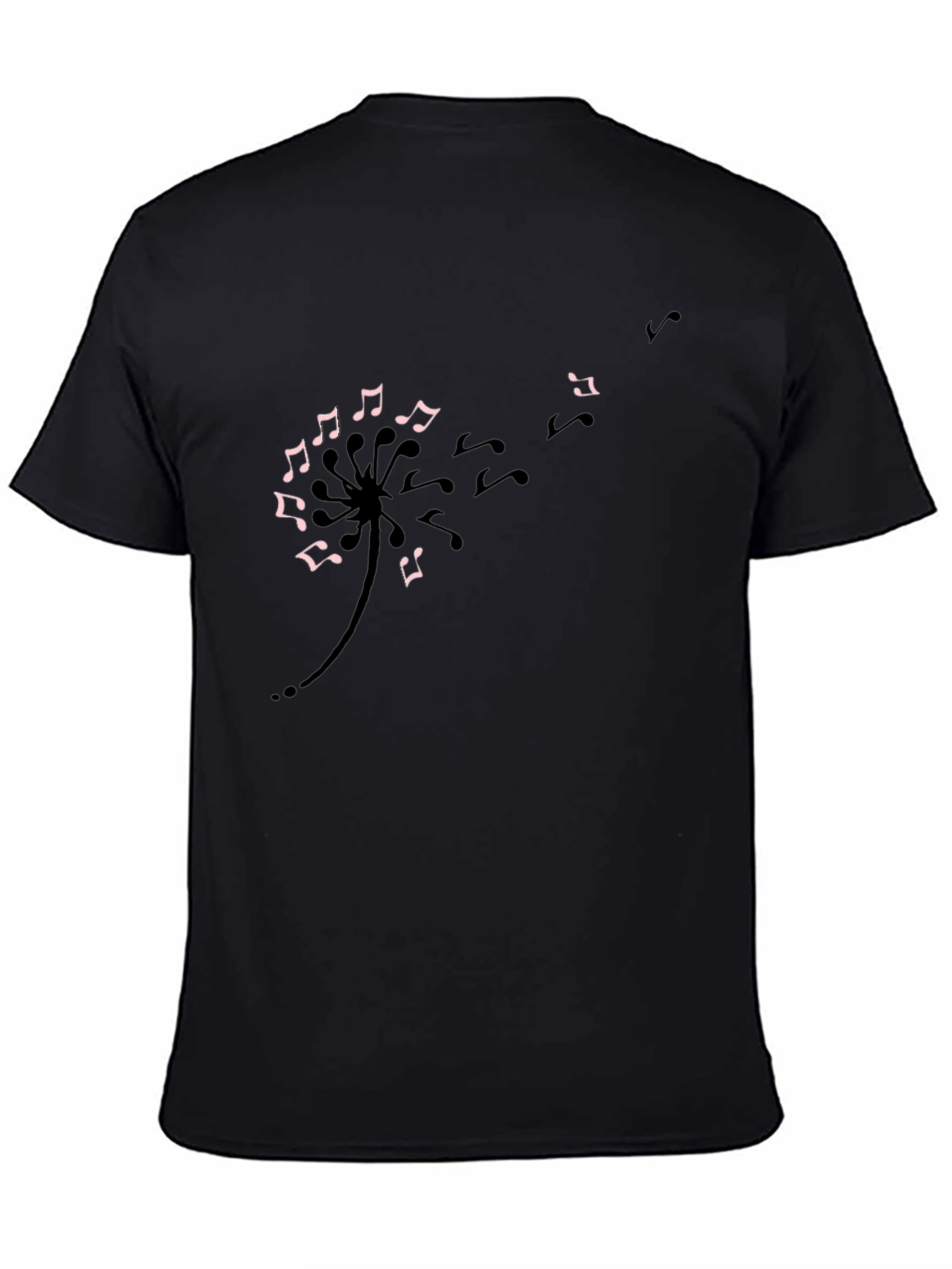 Musical Dandelion T-Shirt - Black Cotton Tee