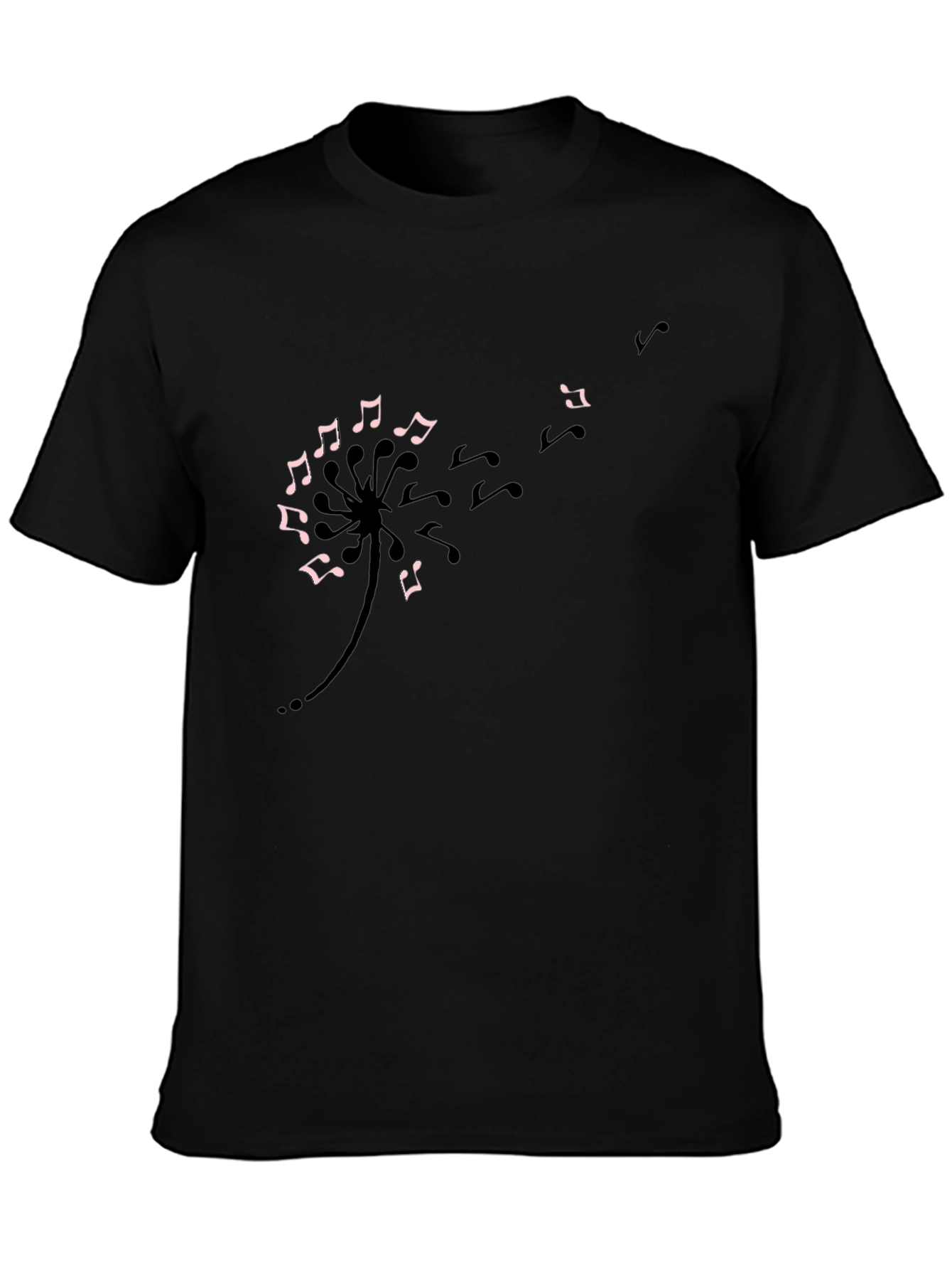 Musical Dandelion T-Shirt - Black Cotton Tee