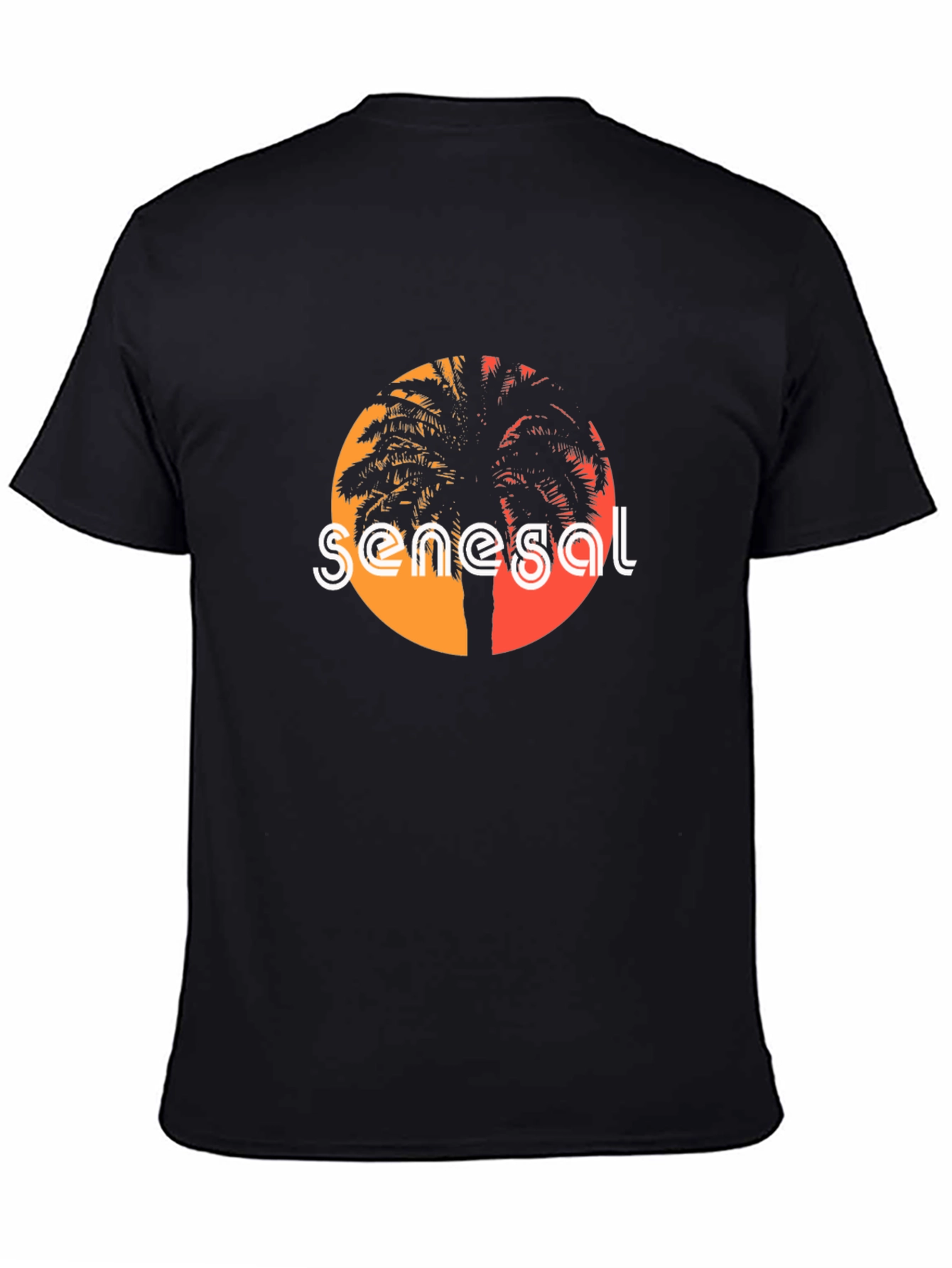 Senegal Palm Tree T-Shirt - Retro Sunset Design