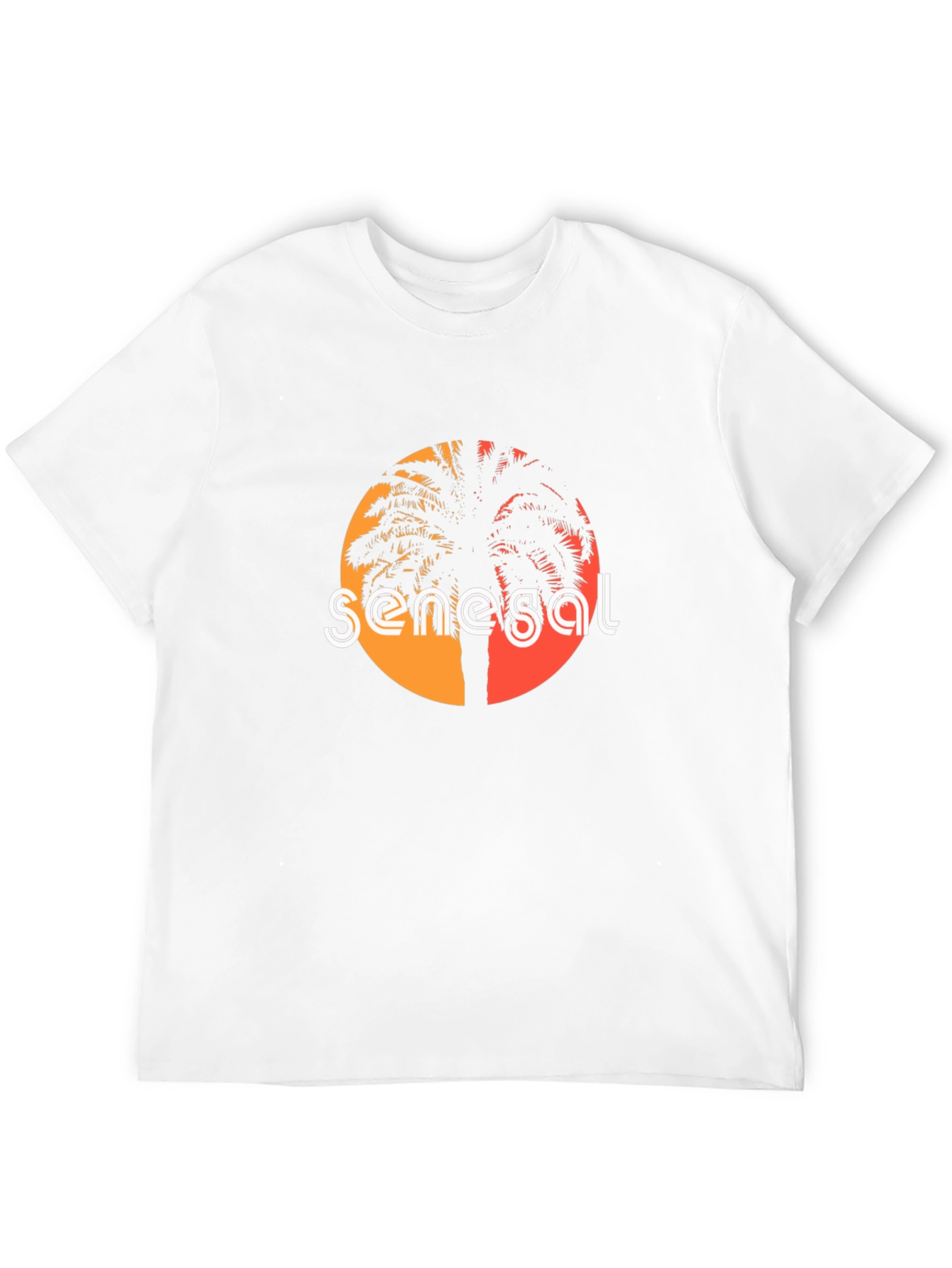 Senegal Palm Tree T-Shirt - Retro Sunset Design