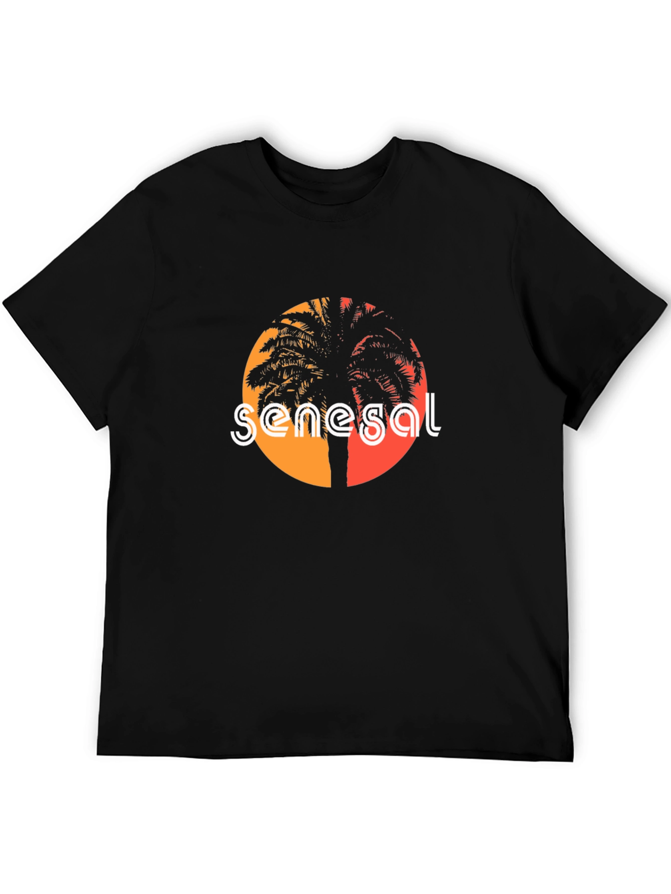 Senegal Palm Tree T-Shirt - Retro Sunset Design