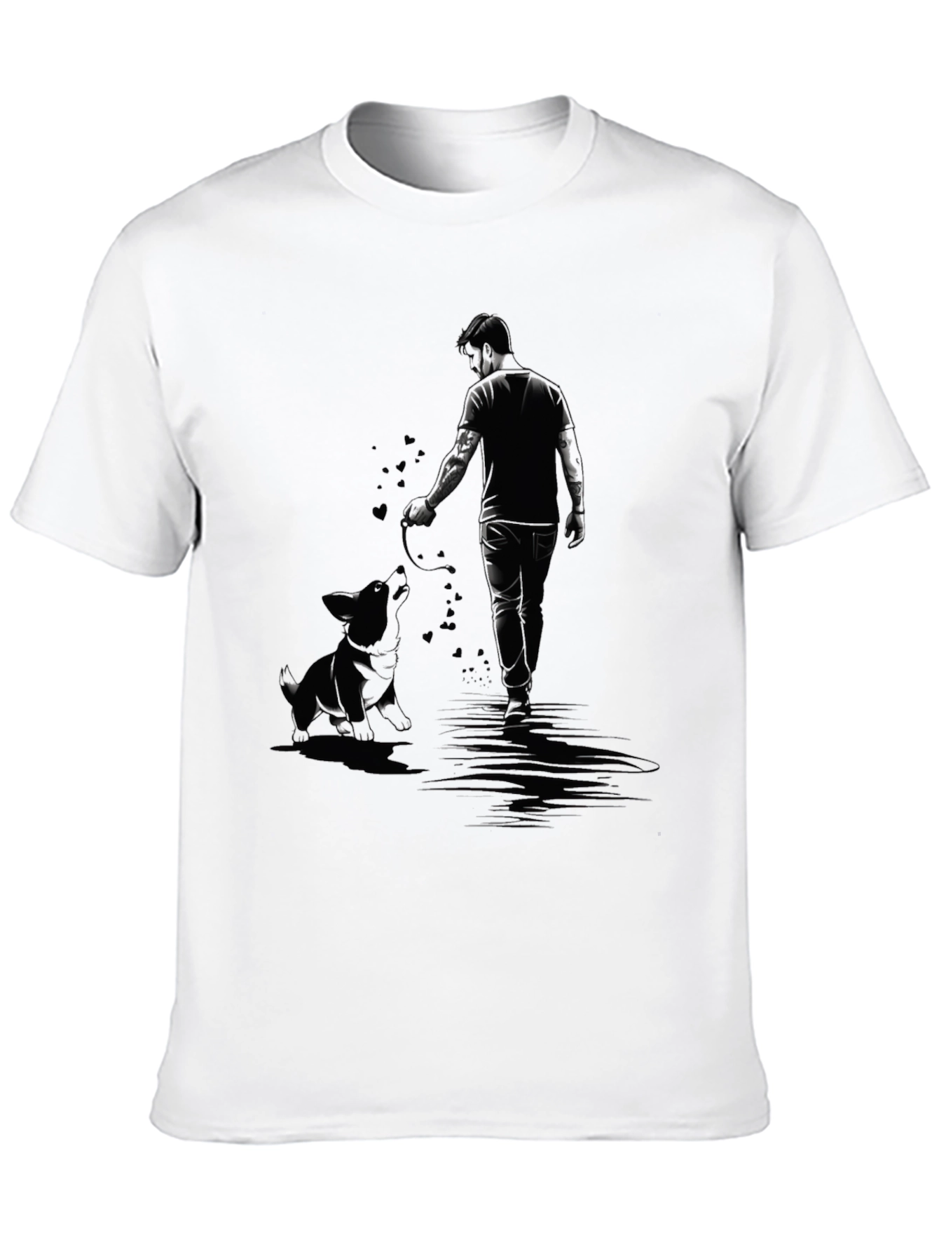 Man and Dog Graphic Black T-Shirt