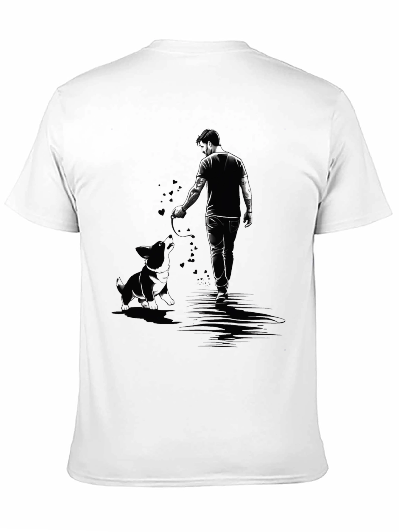 Man and Dog Graphic Black T-Shirt