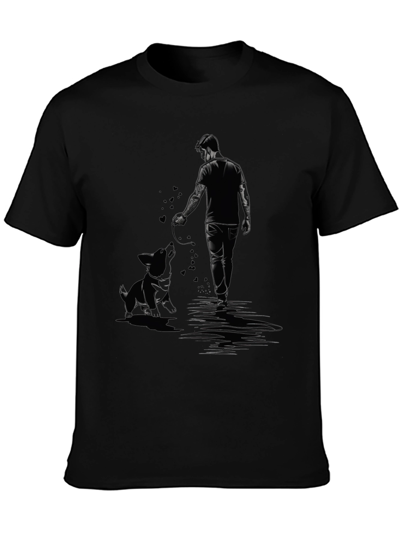Man and Dog Graphic Black T-Shirt