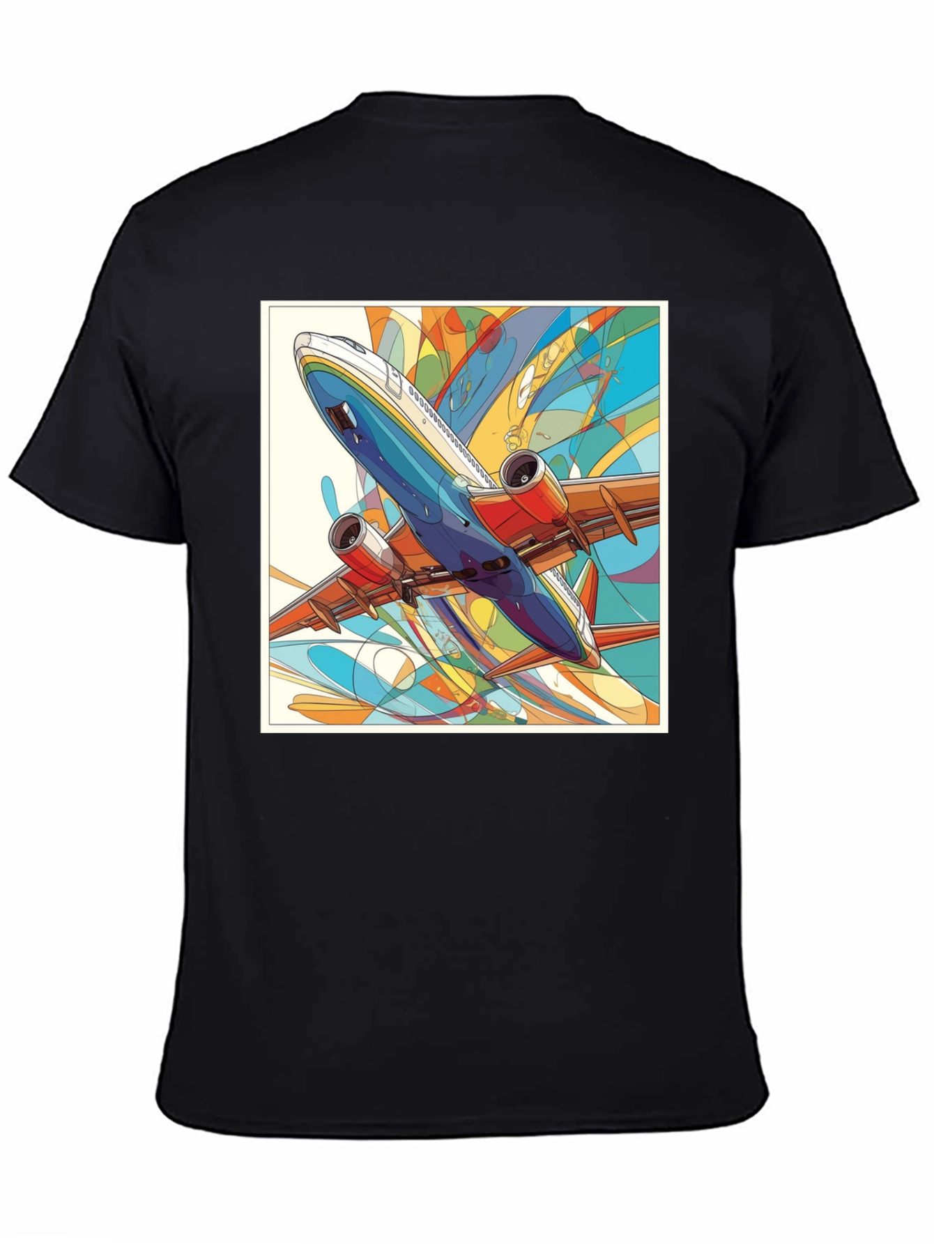 Airplane Graphic Black T-Shirt - Artistic Design