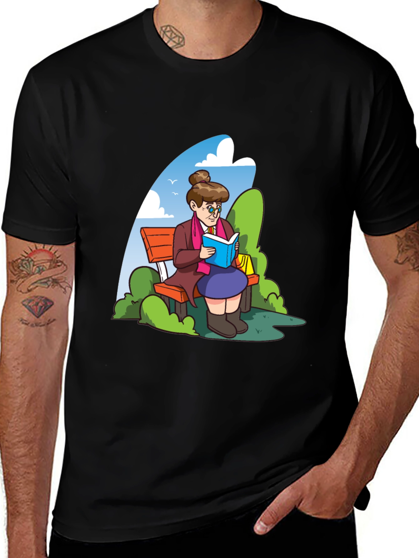 Reading Grandma Black T-Shirt