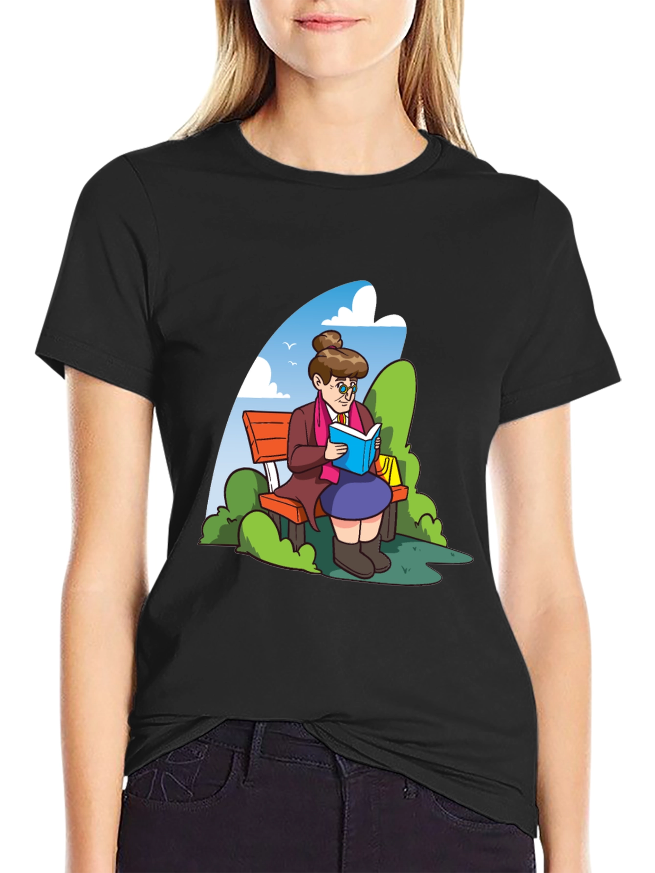 Reading Grandma Black T-Shirt