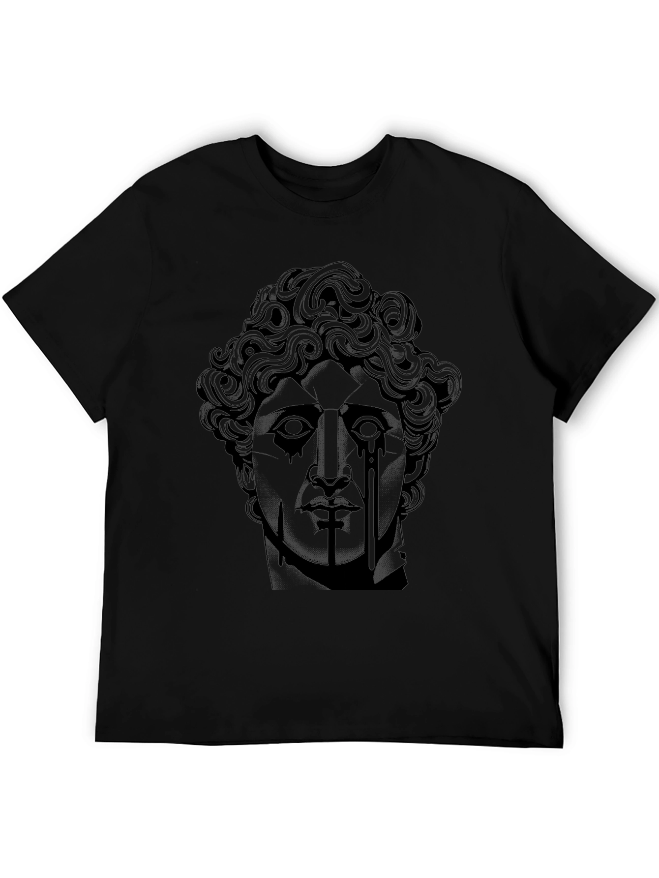 Ancient Bust Graphic Print Black T-Shirt