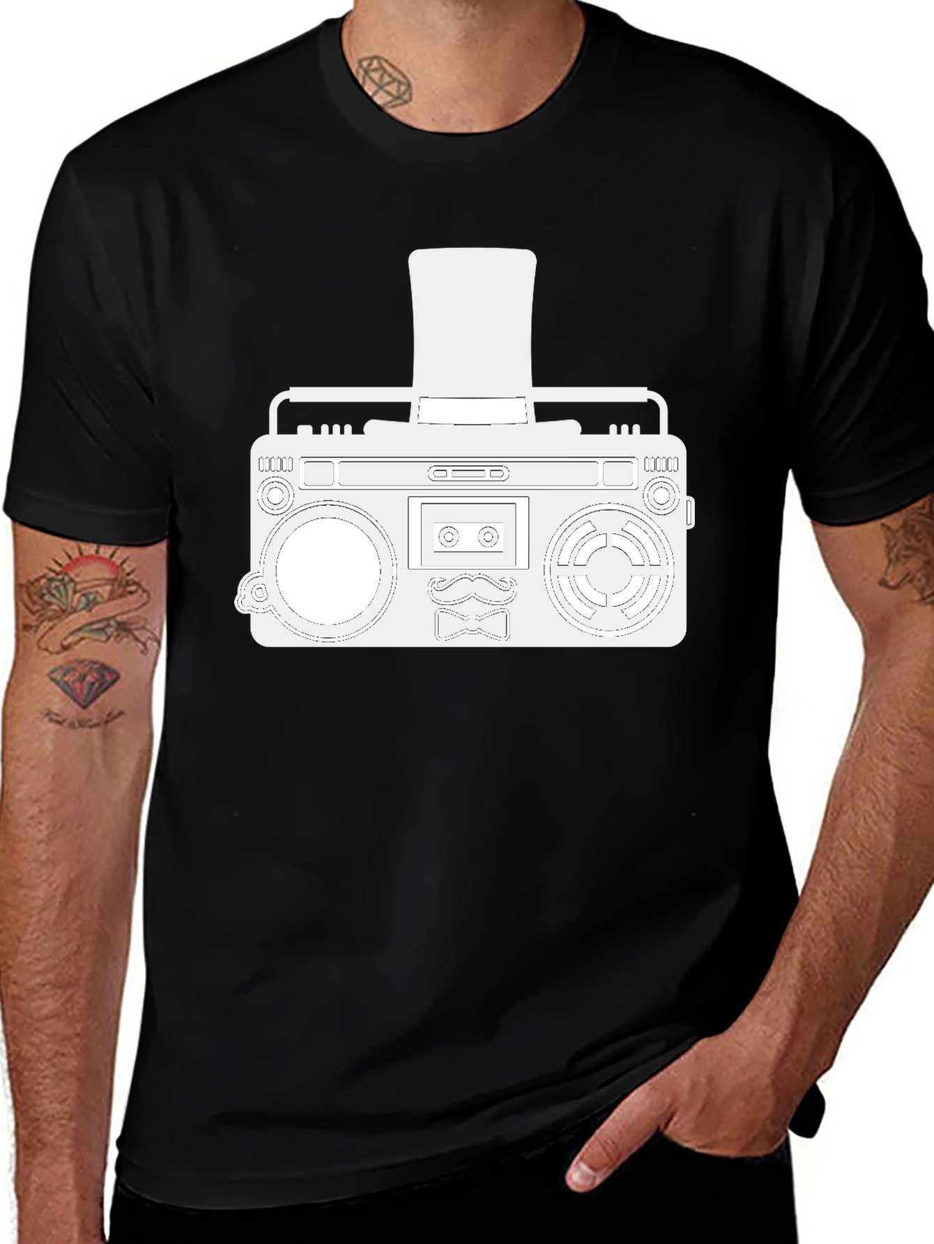 Retro Boombox Graphic T-Shirt - Cool Hipster Style