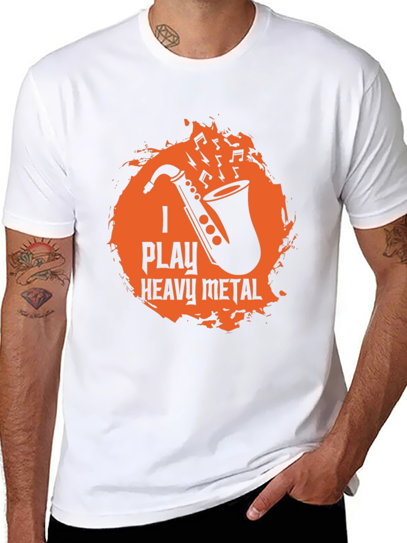 I Play Heavy Metal Saxophone Black Graphic T-Shirt