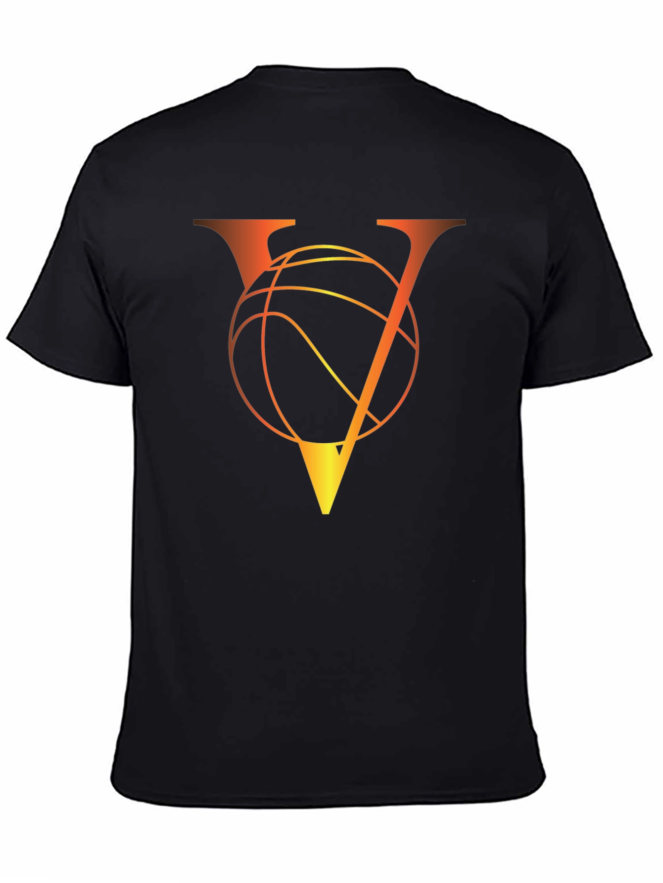 Basketball V Letter Graphic Black T-Shirt