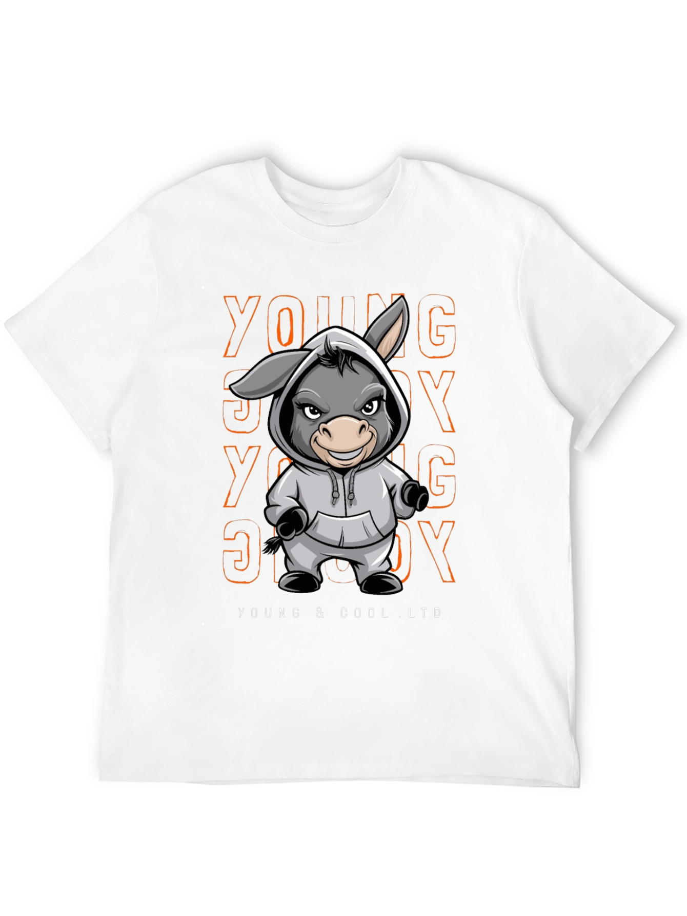 Young & Cool Donkey Cartoon Graphic Tee