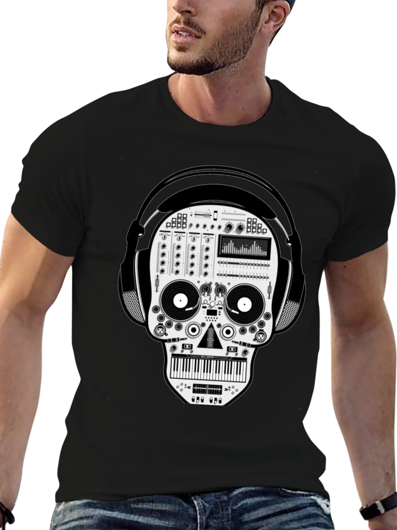 DJ Skull Graphic T-Shirt - Unique Music Lover Tee