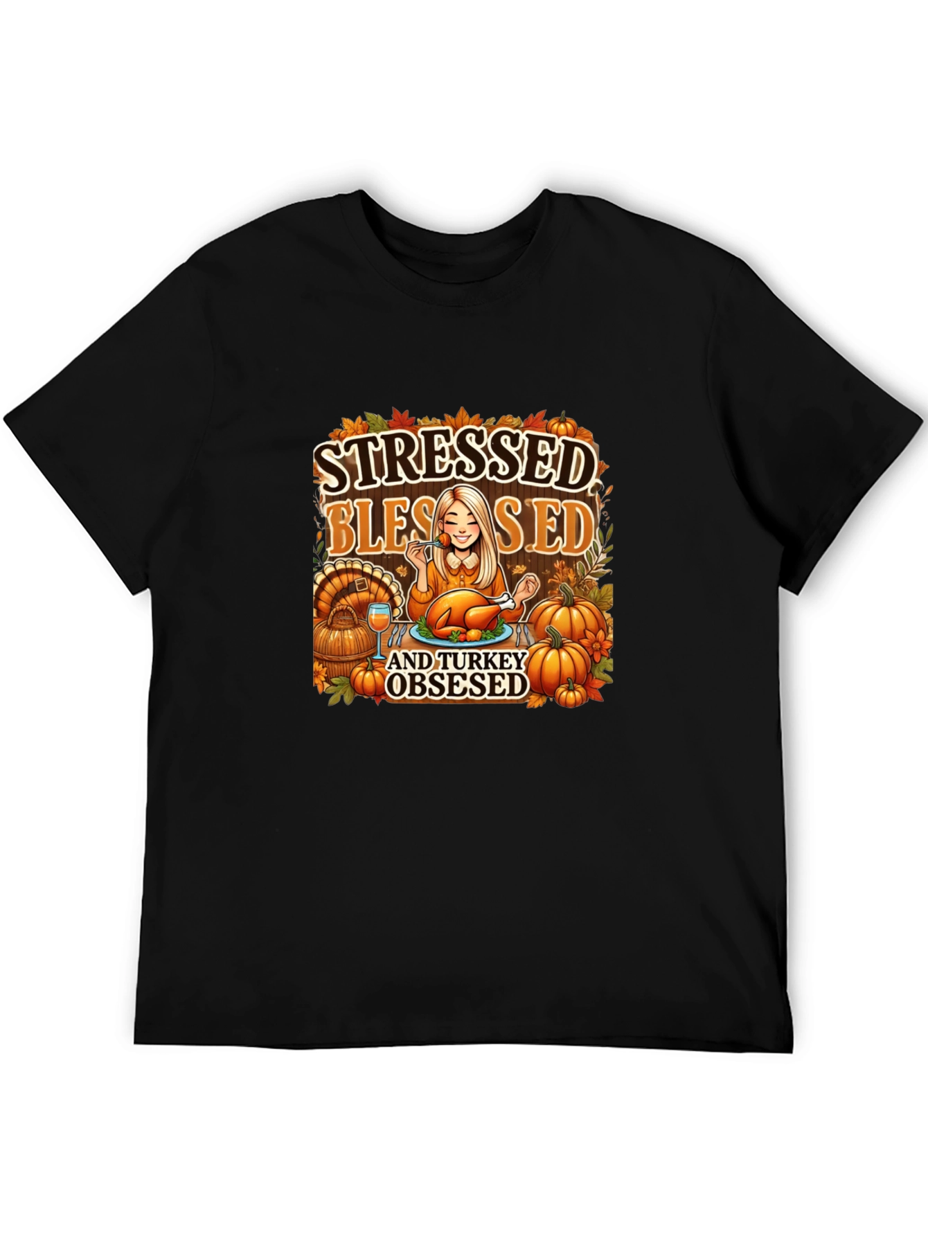 Stressed Blessed Turkey Obsessed Graphic Tee