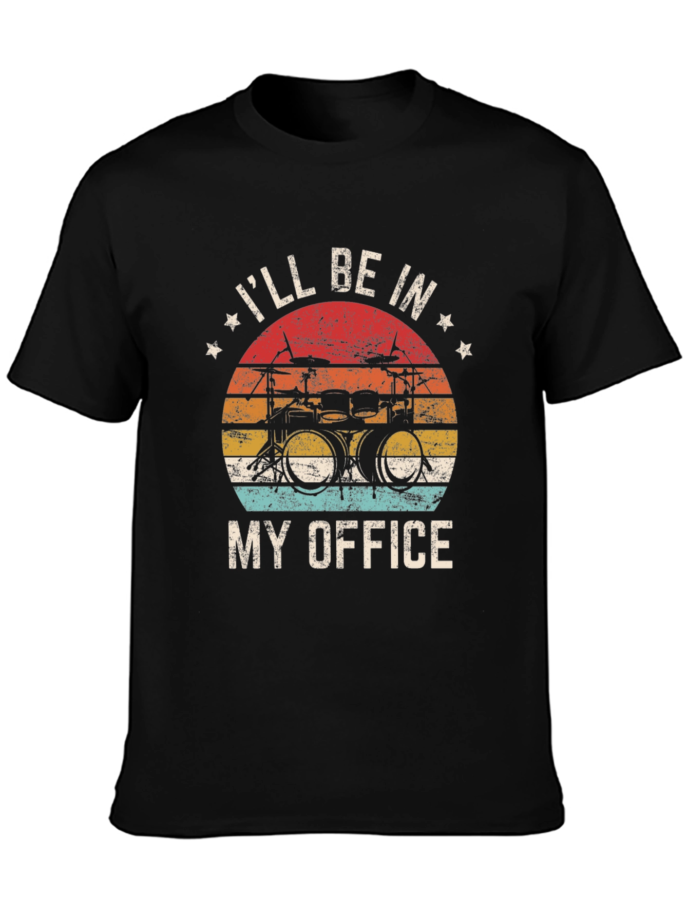 Drummers Office T-Shirt - Black Crew Neck