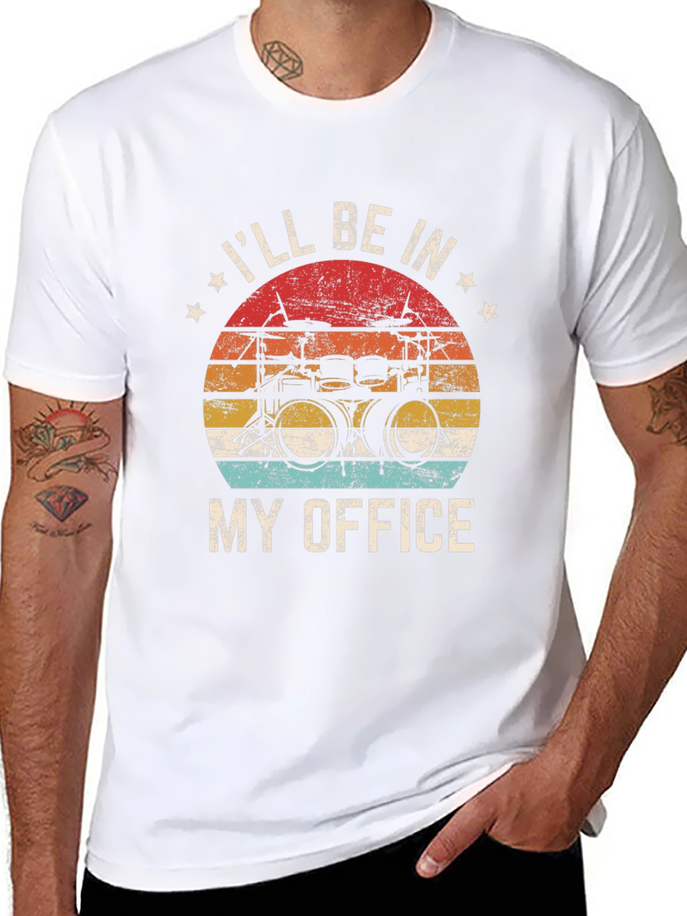 Drummers Office T-Shirt - Black Crew Neck