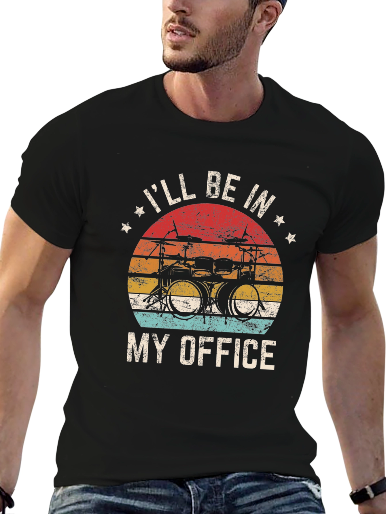 Drummers Office T-Shirt - Black Crew Neck