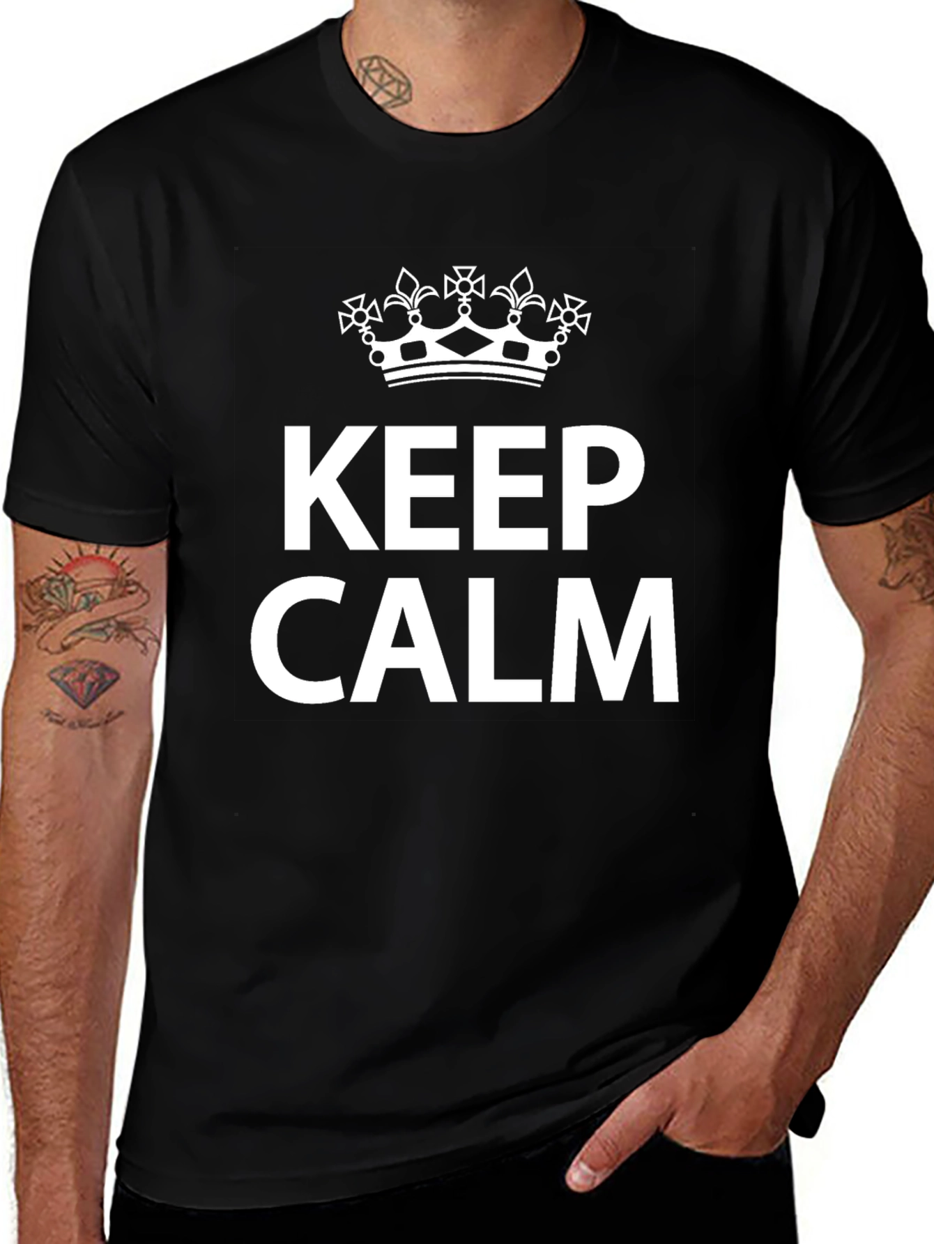 Keep Calm Graphic Tee - Black Cotton T-Shirt