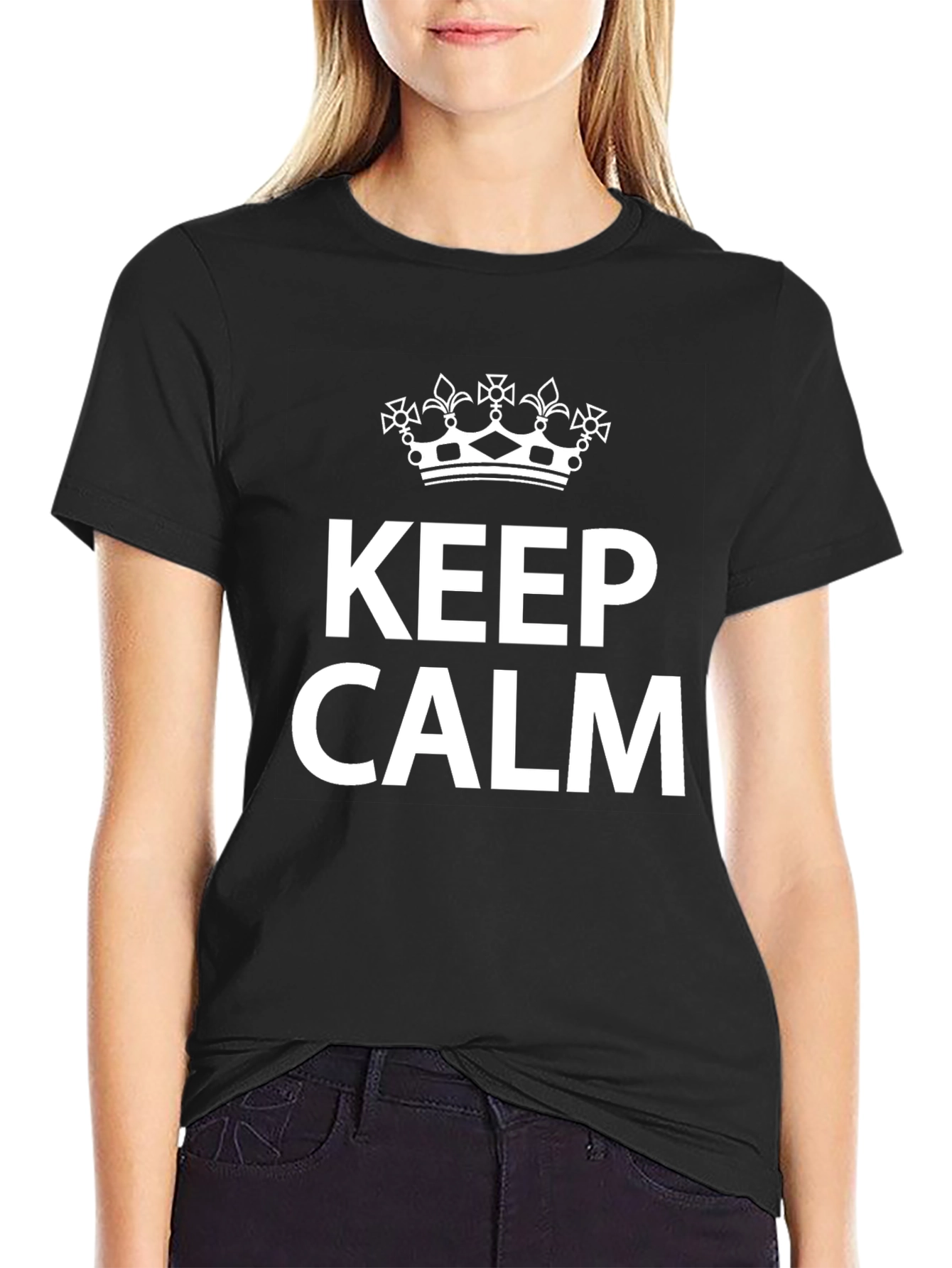 Keep Calm Graphic Tee - Black Cotton T-Shirt