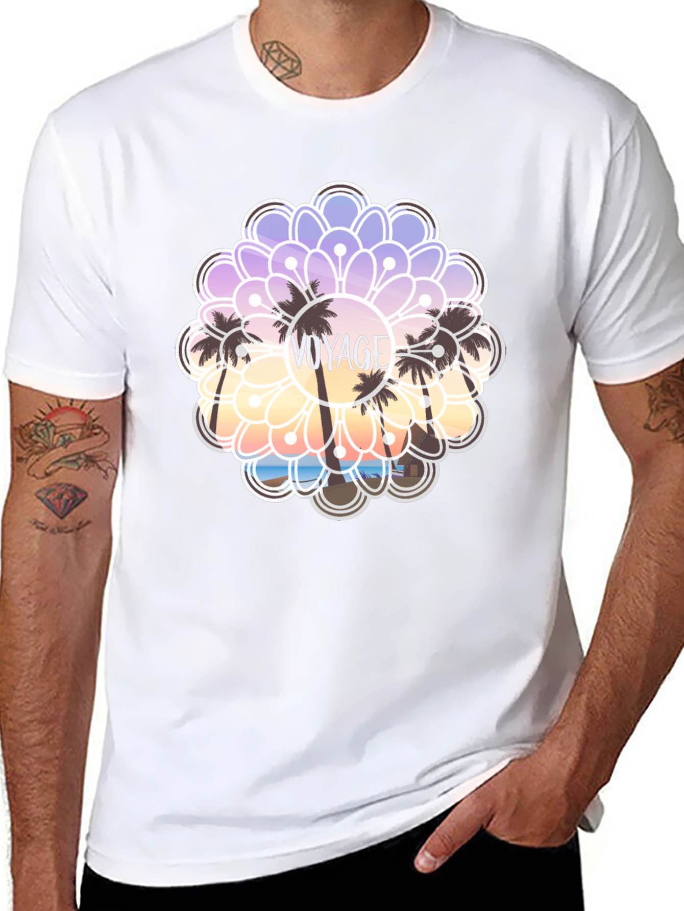 Voyage Palm Tree Graphic Tee - Black