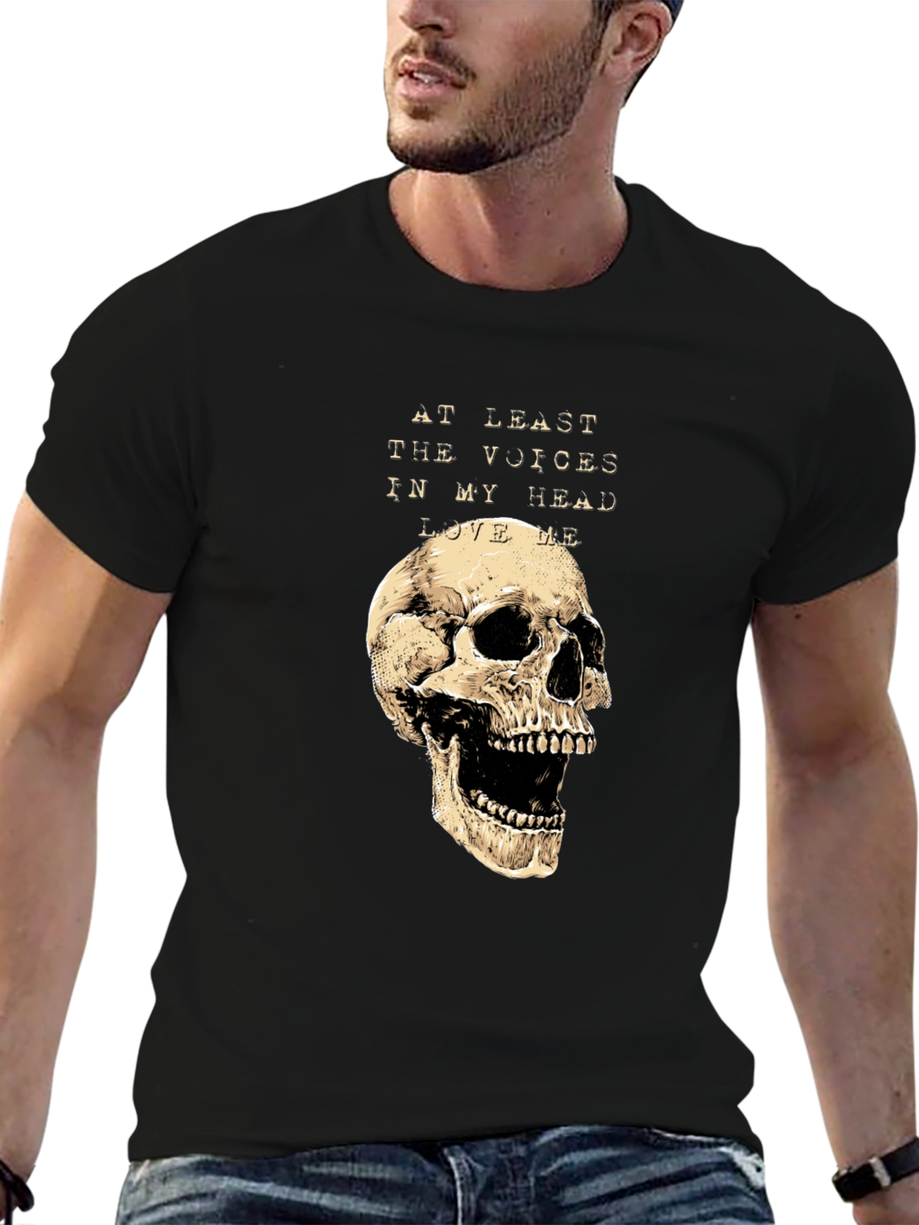 Skull Graphic Tee: Voices in My Head T-Shirt