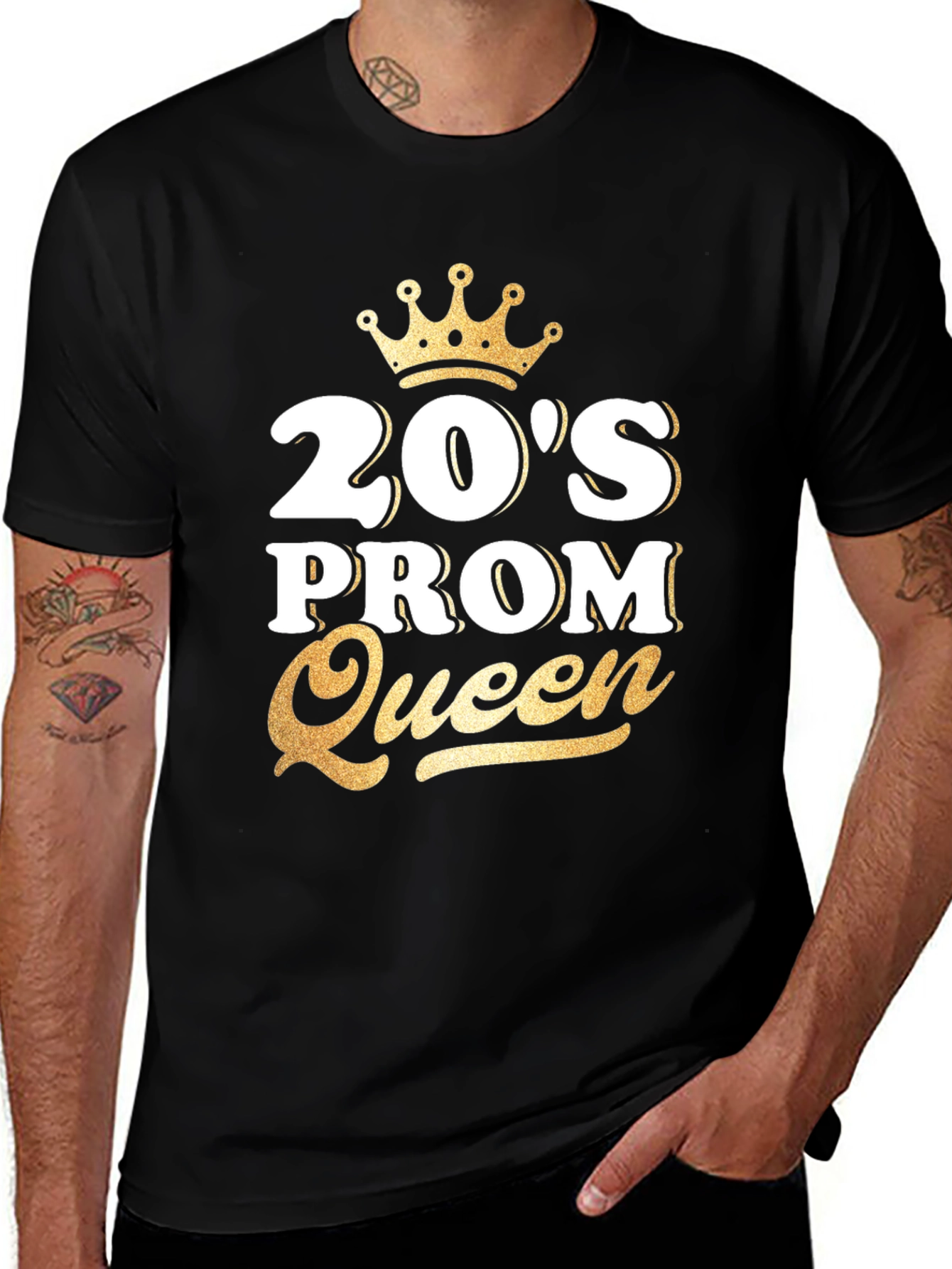20s Prom Queen T-Shirt - Gold Crown Design