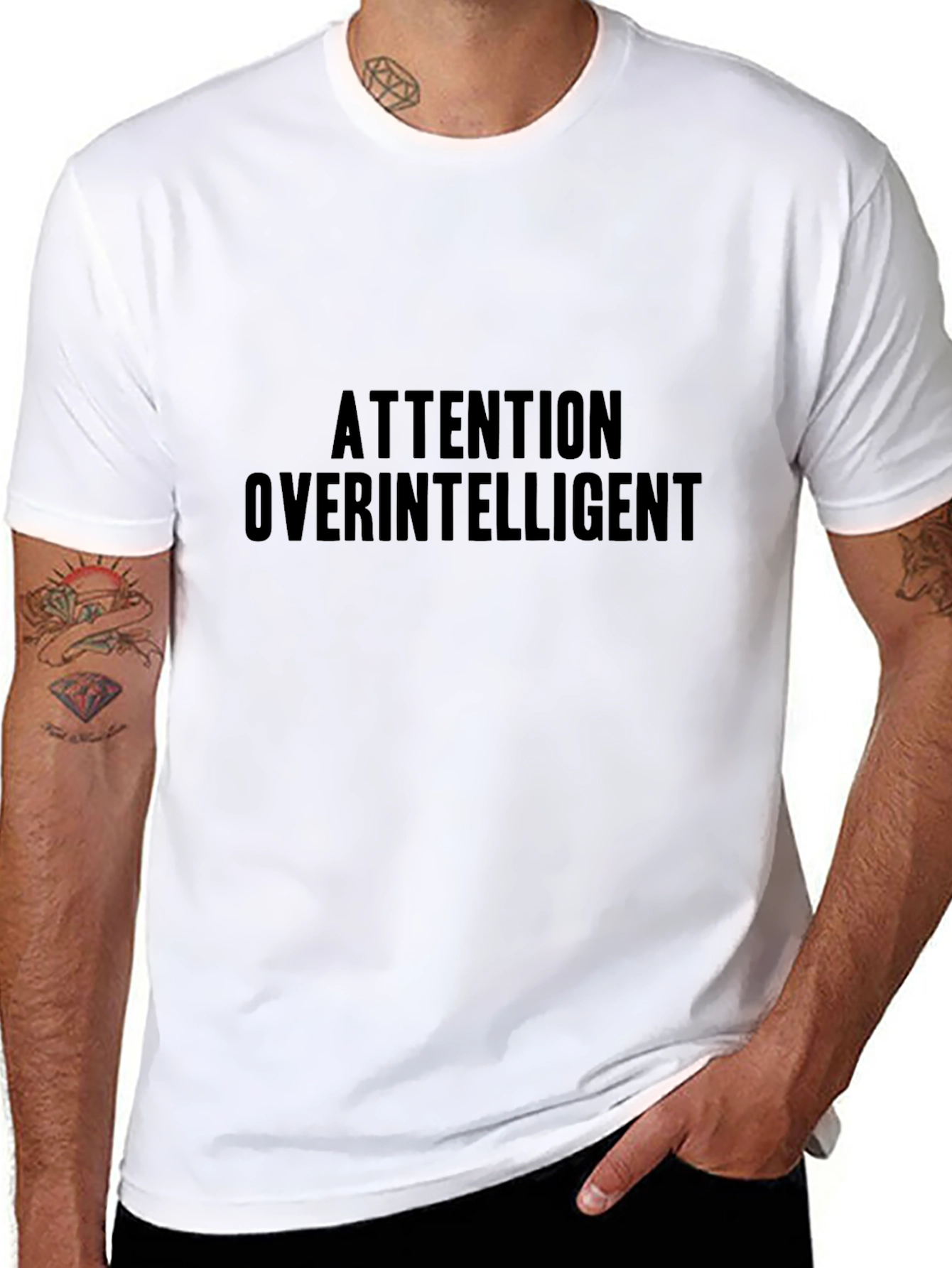 Attention Overintelligent Black Tee