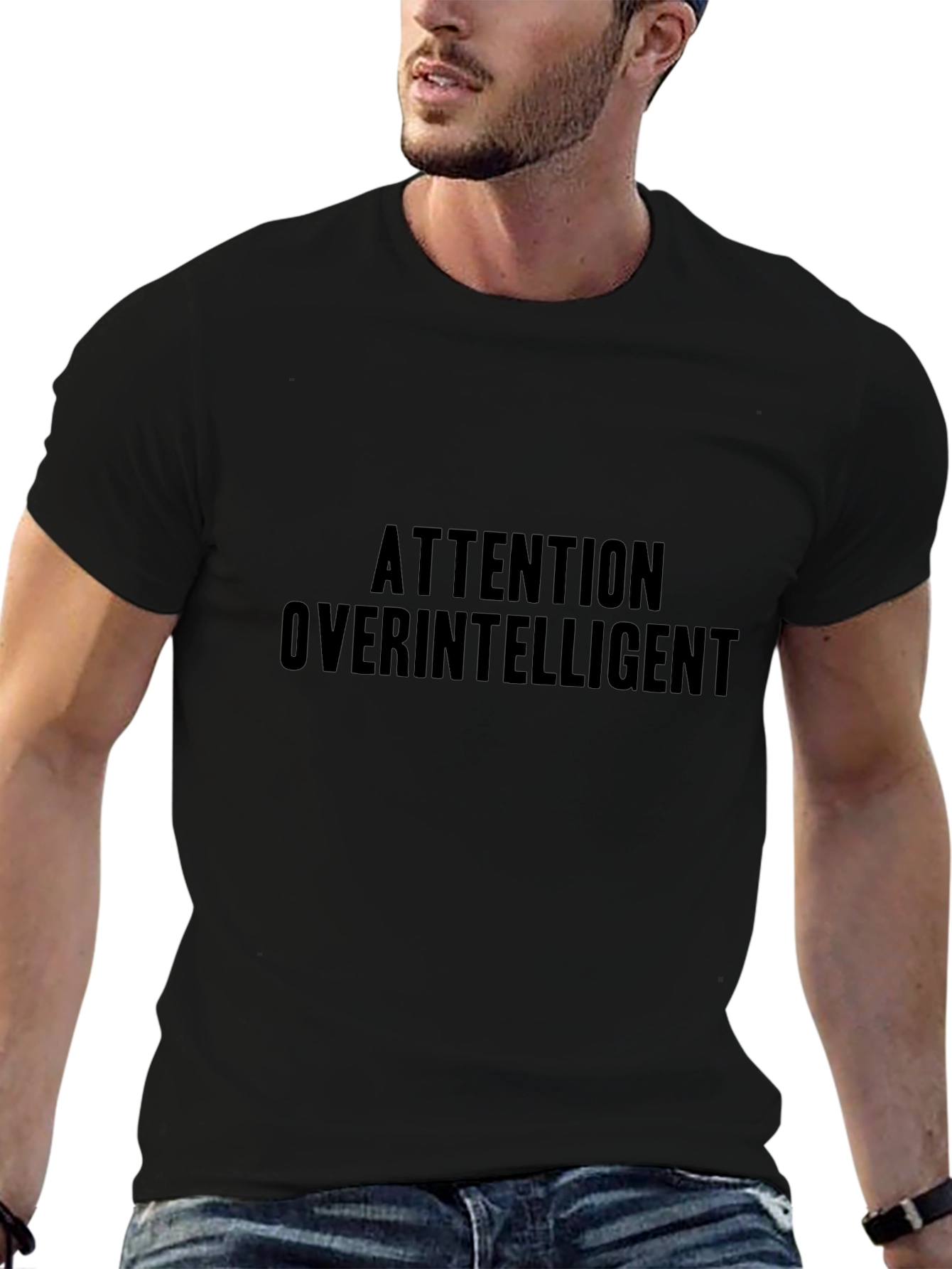 Attention Overintelligent Black Tee